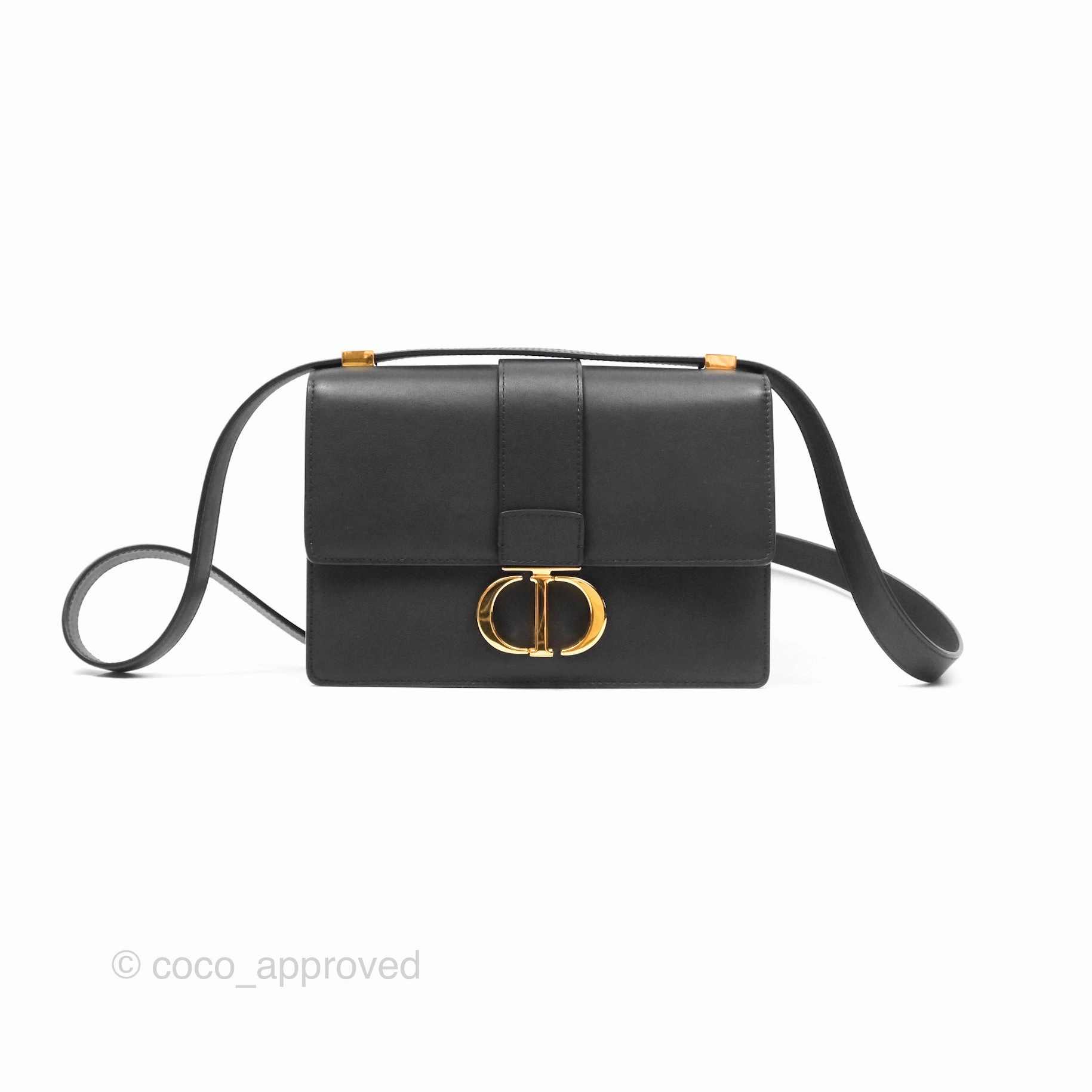 Christian Dior Small 30 Montaigne Bag Black Calfskin Gold Hardware