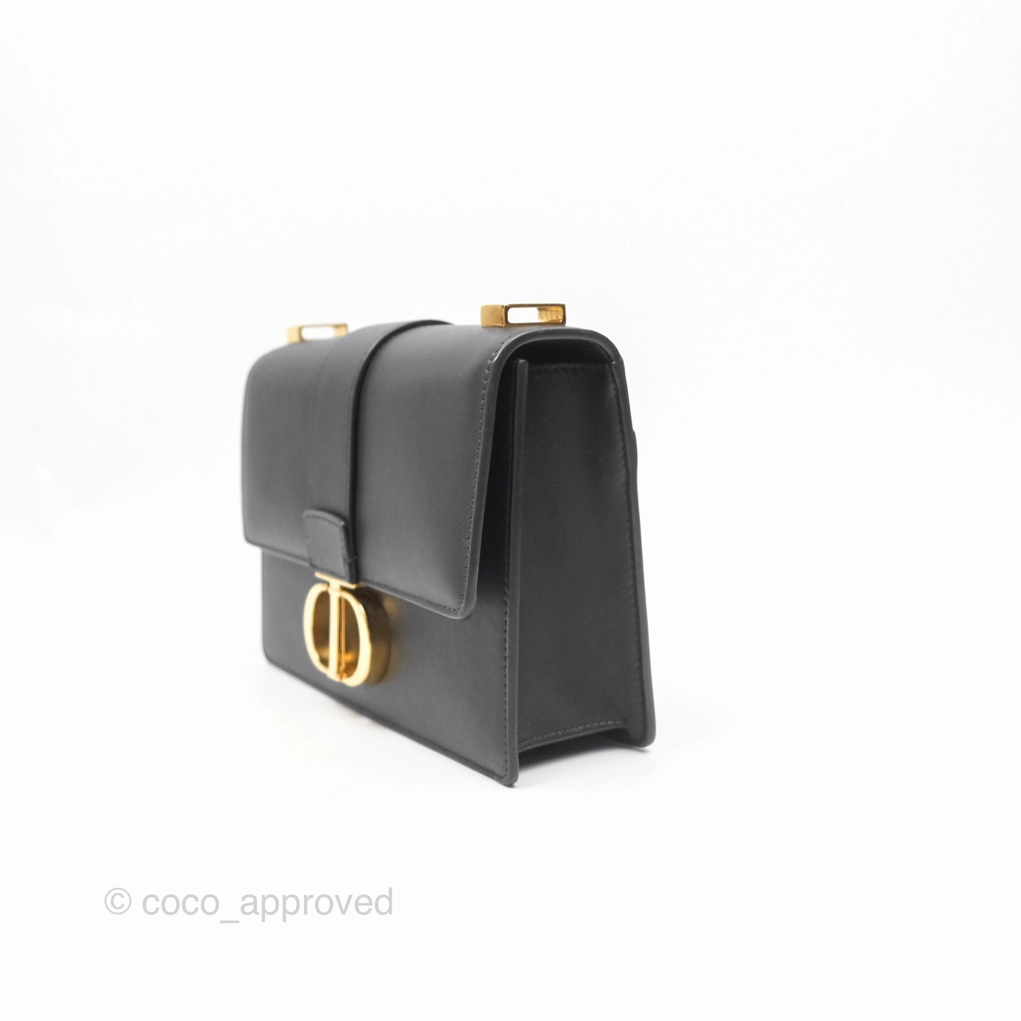 Christian Dior Small 30 Montaigne Bag Black Calfskin Gold Hardware