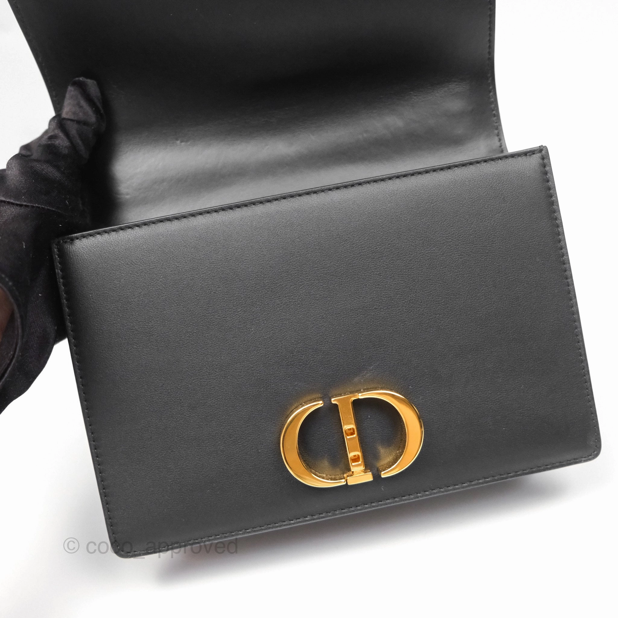 Christian Dior Small 30 Montaigne Bag Black Calfskin Gold Hardware
