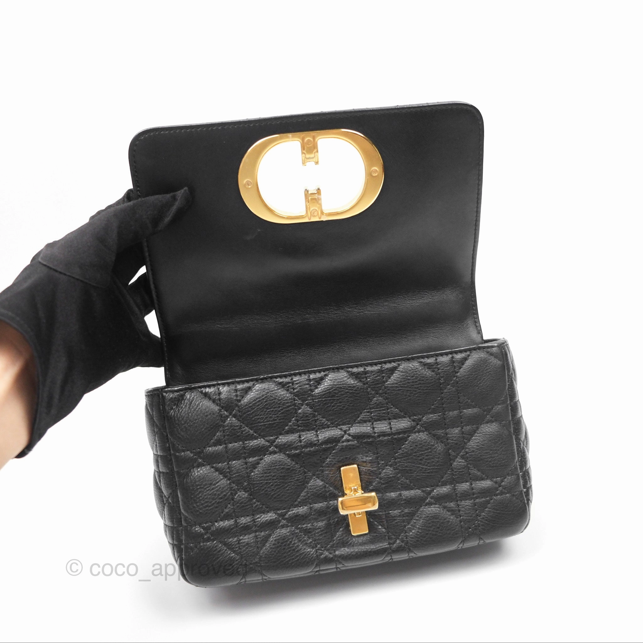 Christian Dior Small Caro Bag Black Supple Cannage Calfskin