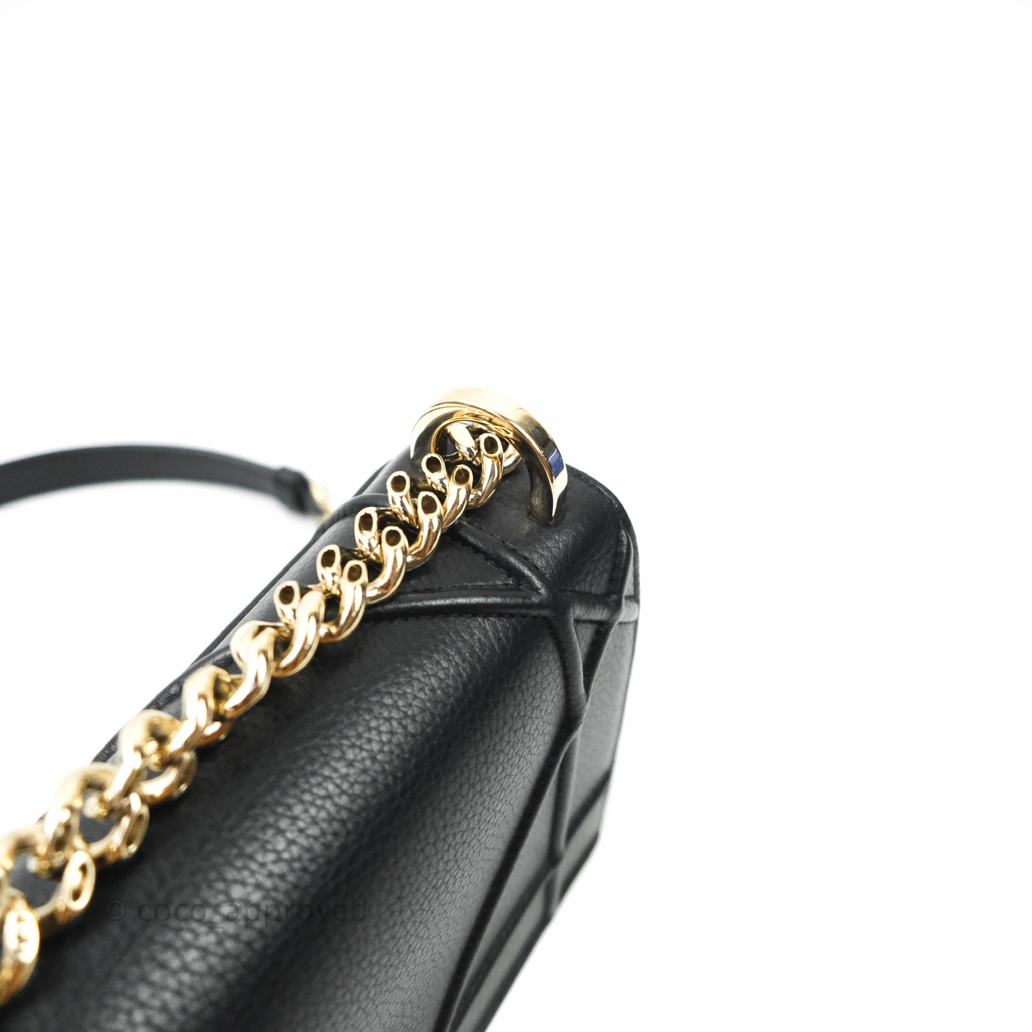 Christian Dior Small Diorama Calfskin Flap Bag Black Gold Hardware