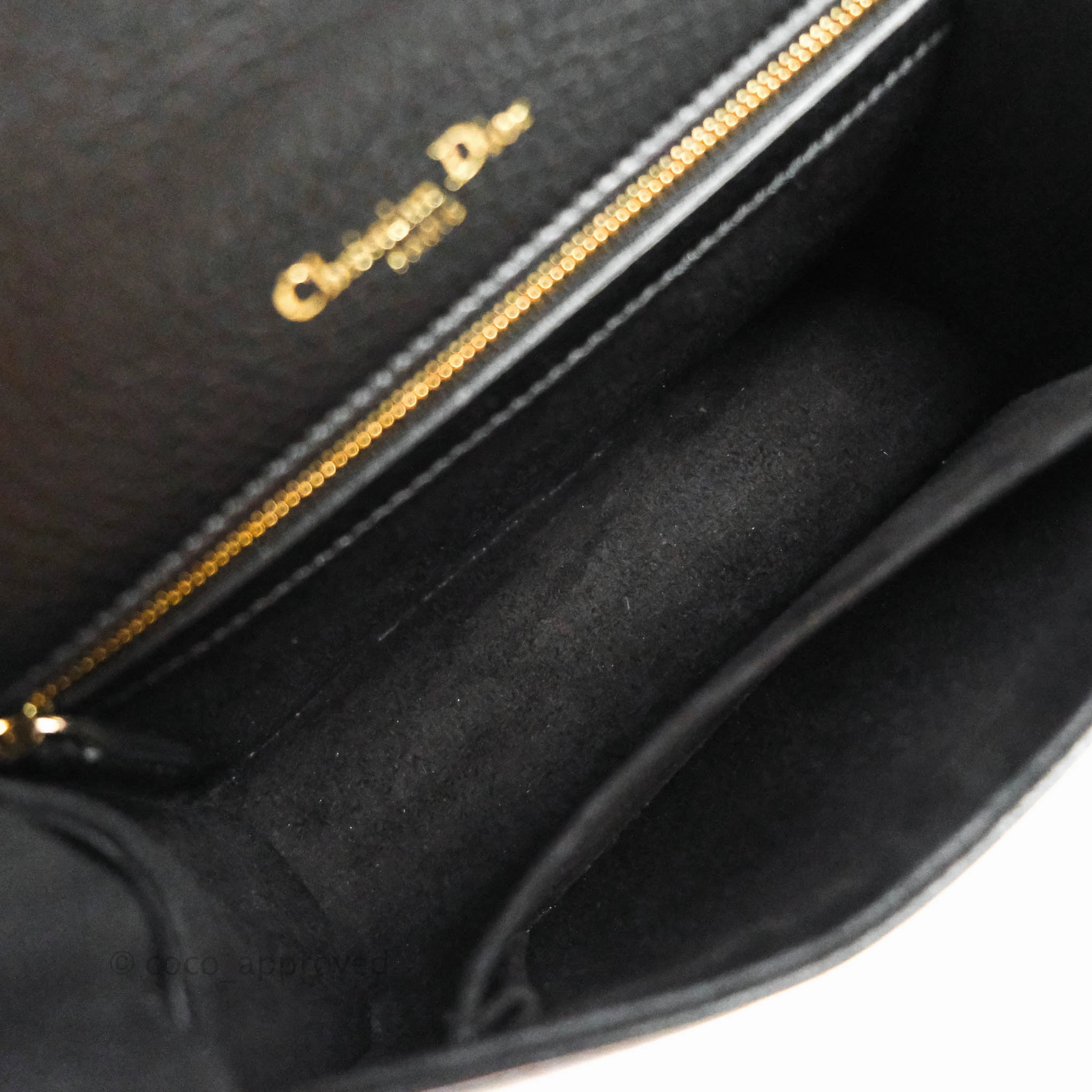 Christian Dior Small Diorama Calfskin Flap Bag Black Gold Hardware