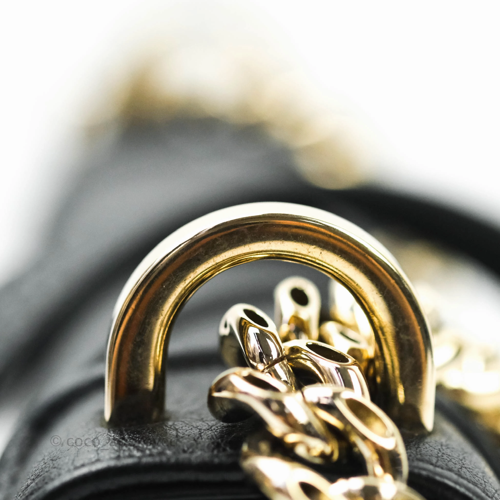 Christian Dior Small Diorama Calfskin Flap Bag Black Gold Hardware
