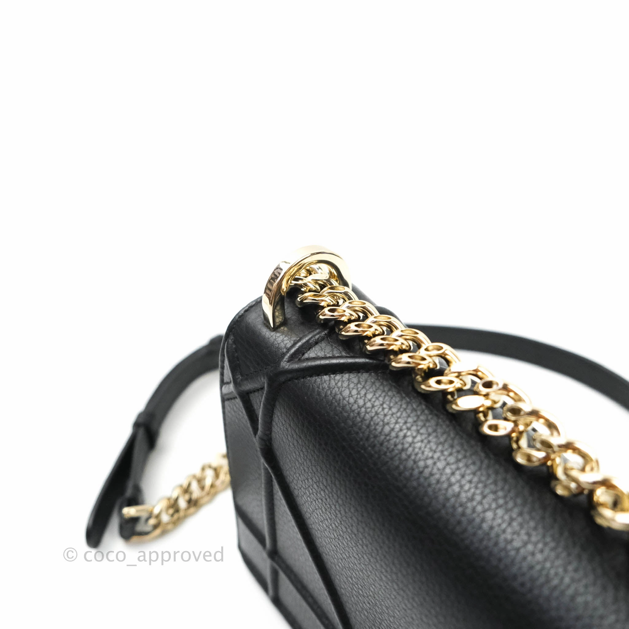 Christian Dior Small Diorama Calfskin Flap Bag Black Gold Hardware