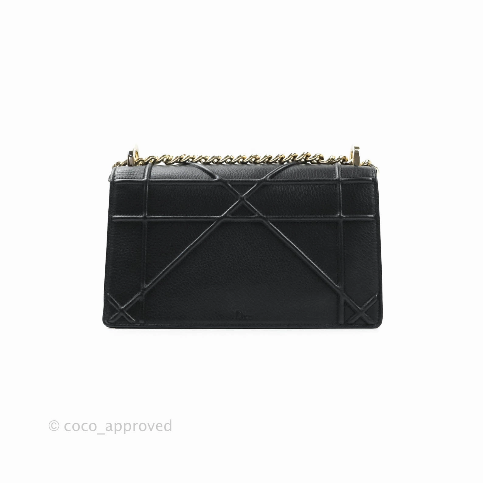 Christian Dior Small Diorama Calfskin Flap Bag Black Gold Hardware