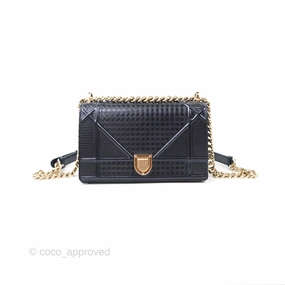 Christian Dior Small Diorama Flap Bag Dark Metallic Calfskin Gold Hardware