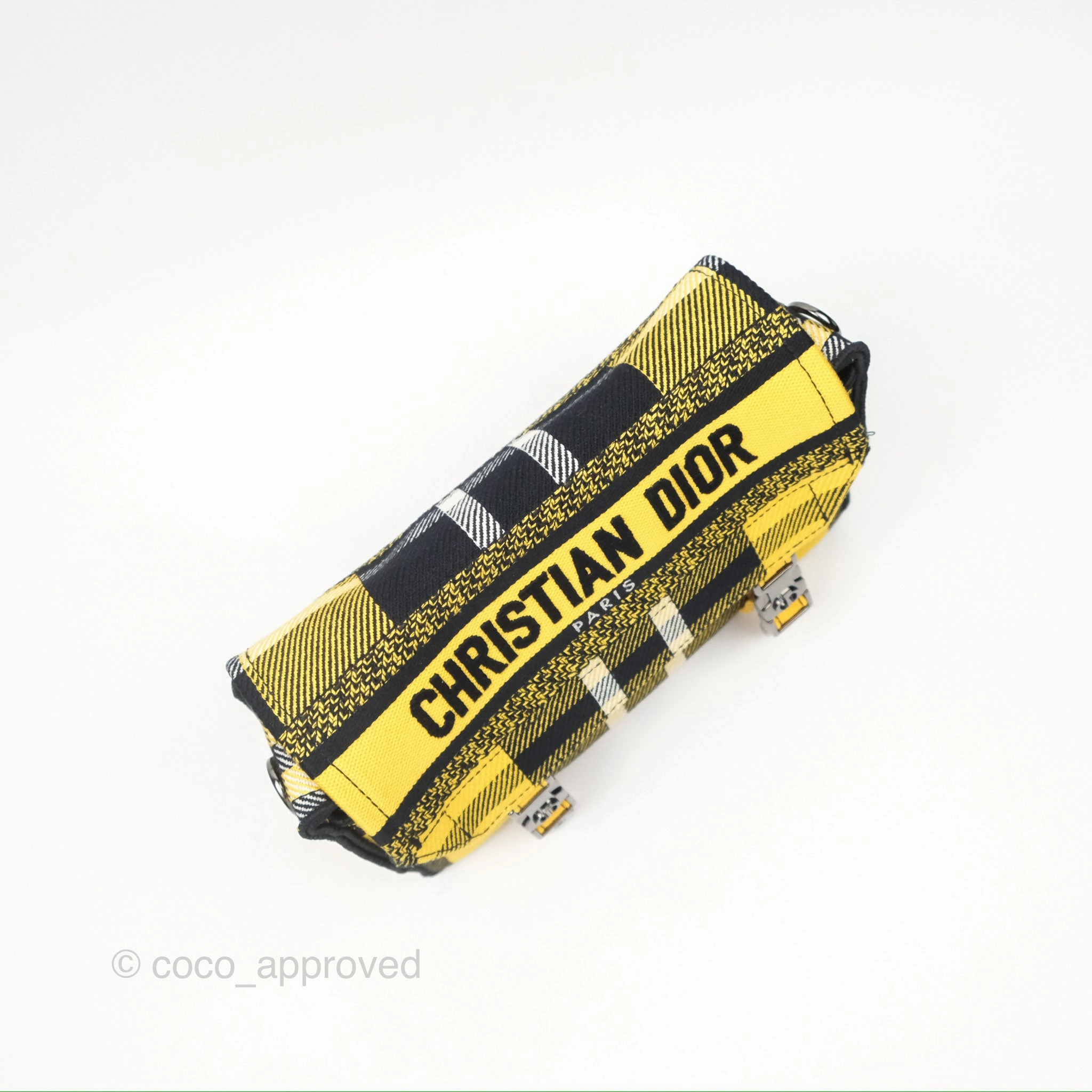 Christian Dior Small Diorcamp Bag Yellow Black Checkered Embroidery