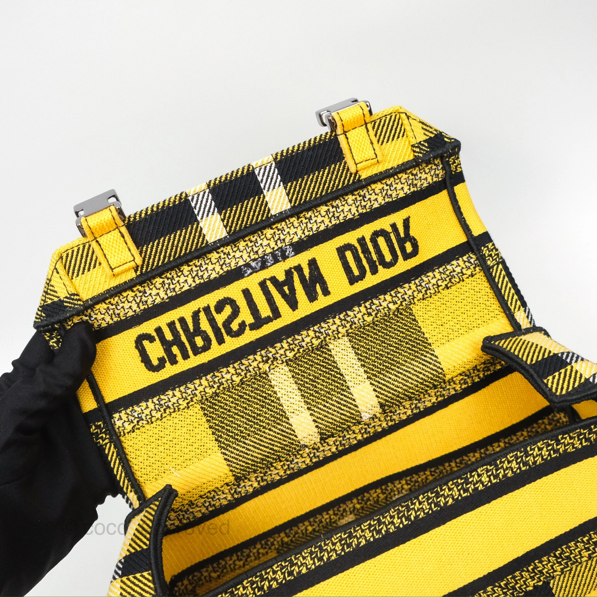 Christian Dior Small Diorcamp Bag Yellow Black Checkered Embroidery