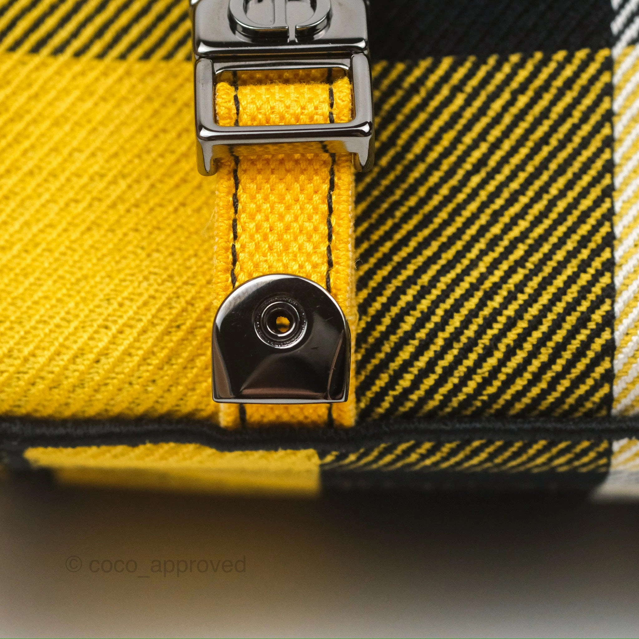Christian Dior Small Diorcamp Bag Yellow Black Checkered Embroidery