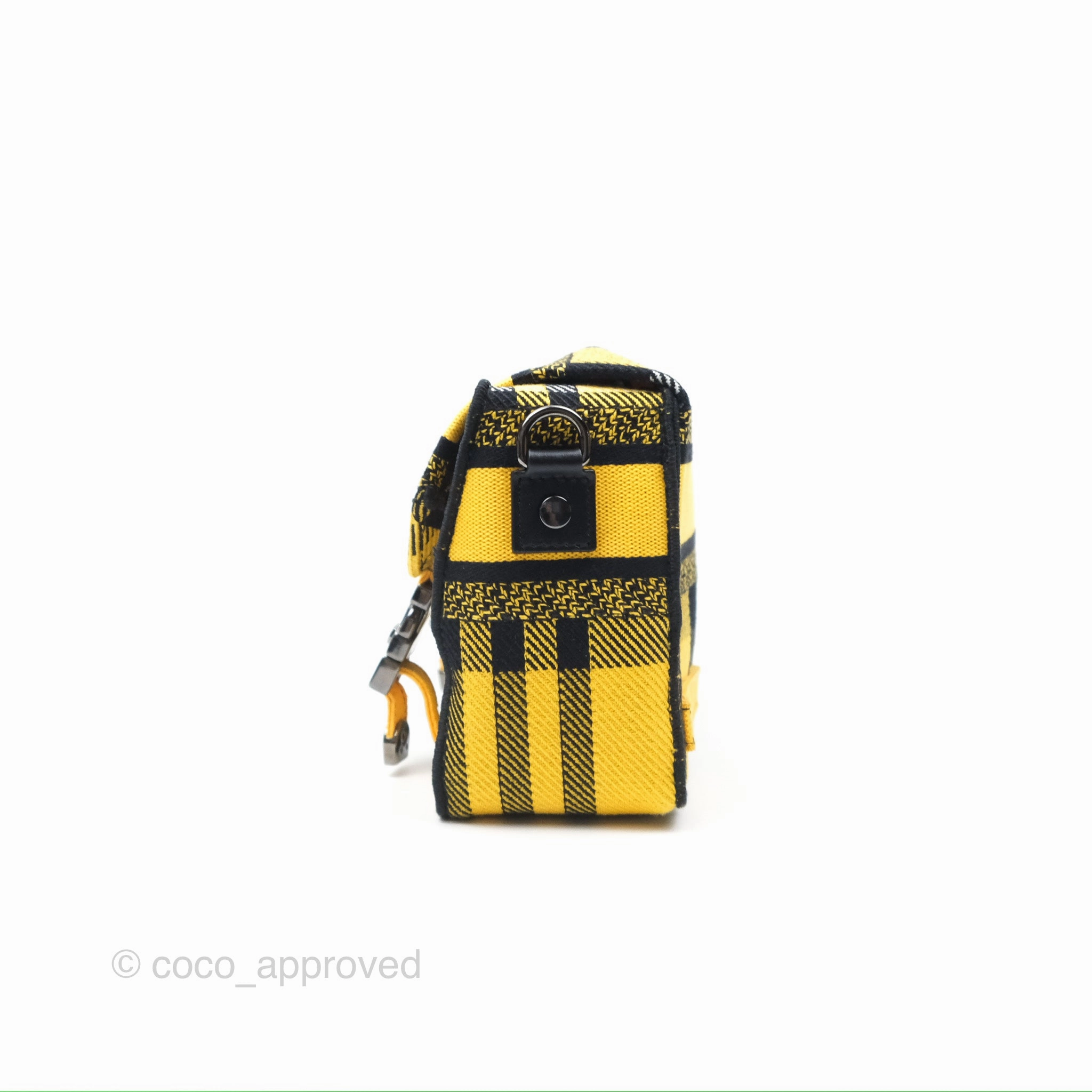 Christian Dior Small Diorcamp Bag Yellow Black Checkered Embroidery