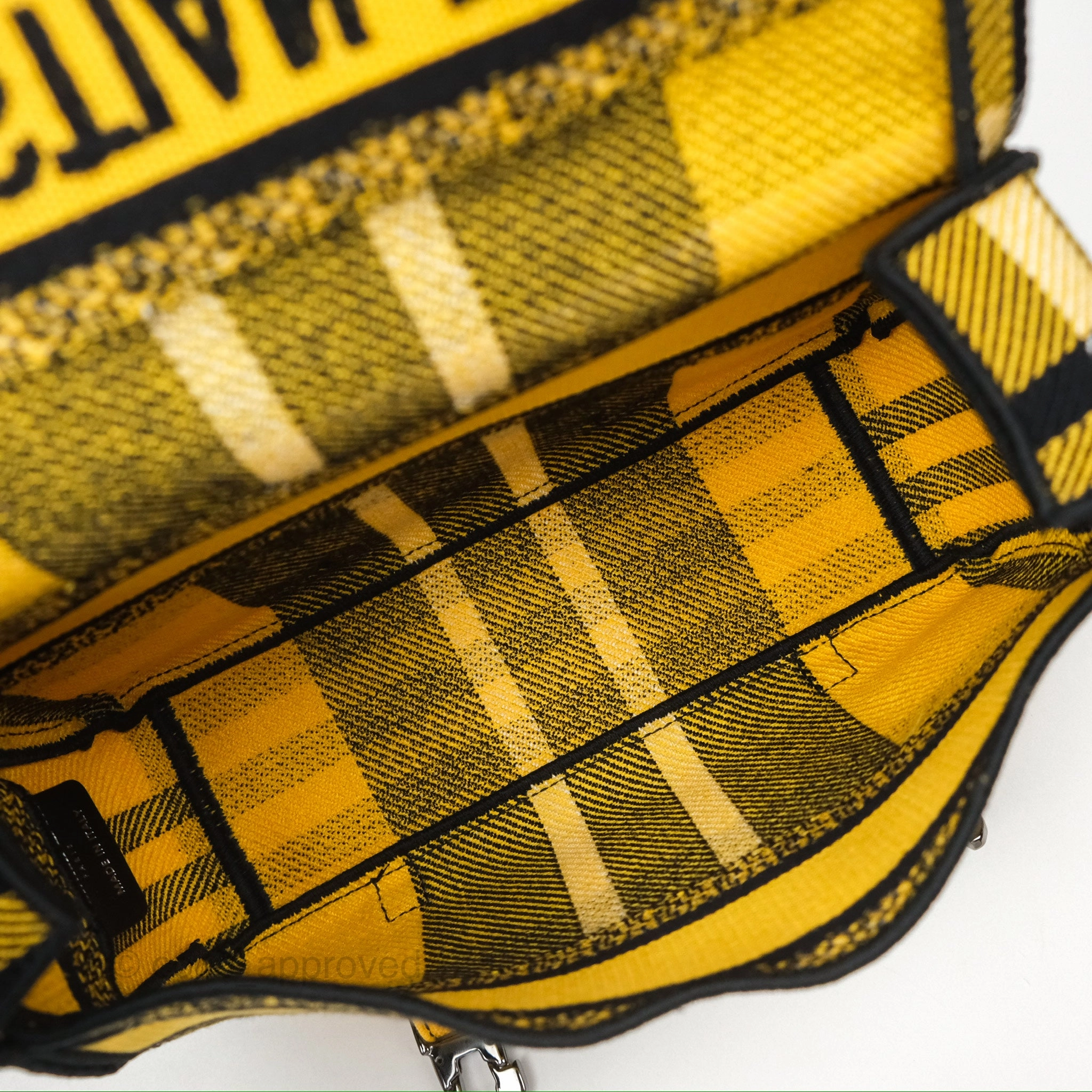 Christian Dior Small Diorcamp Bag Yellow Black Checkered Embroidery