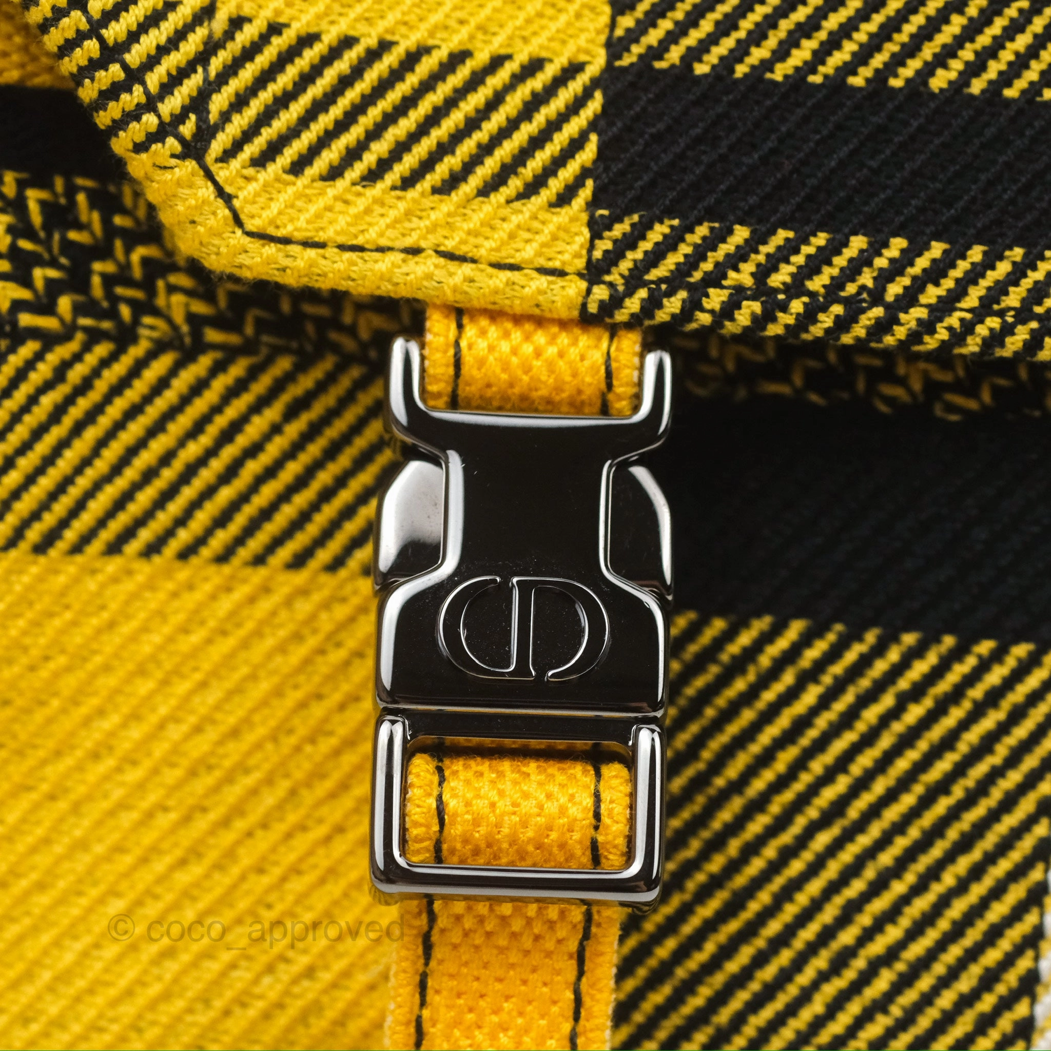 Christian Dior Small Diorcamp Bag Yellow Black Checkered Embroidery