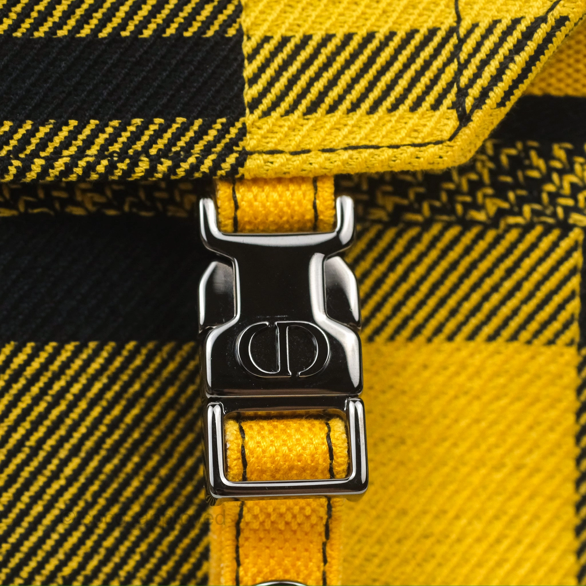Christian Dior Small Diorcamp Bag Yellow Black Checkered Embroidery