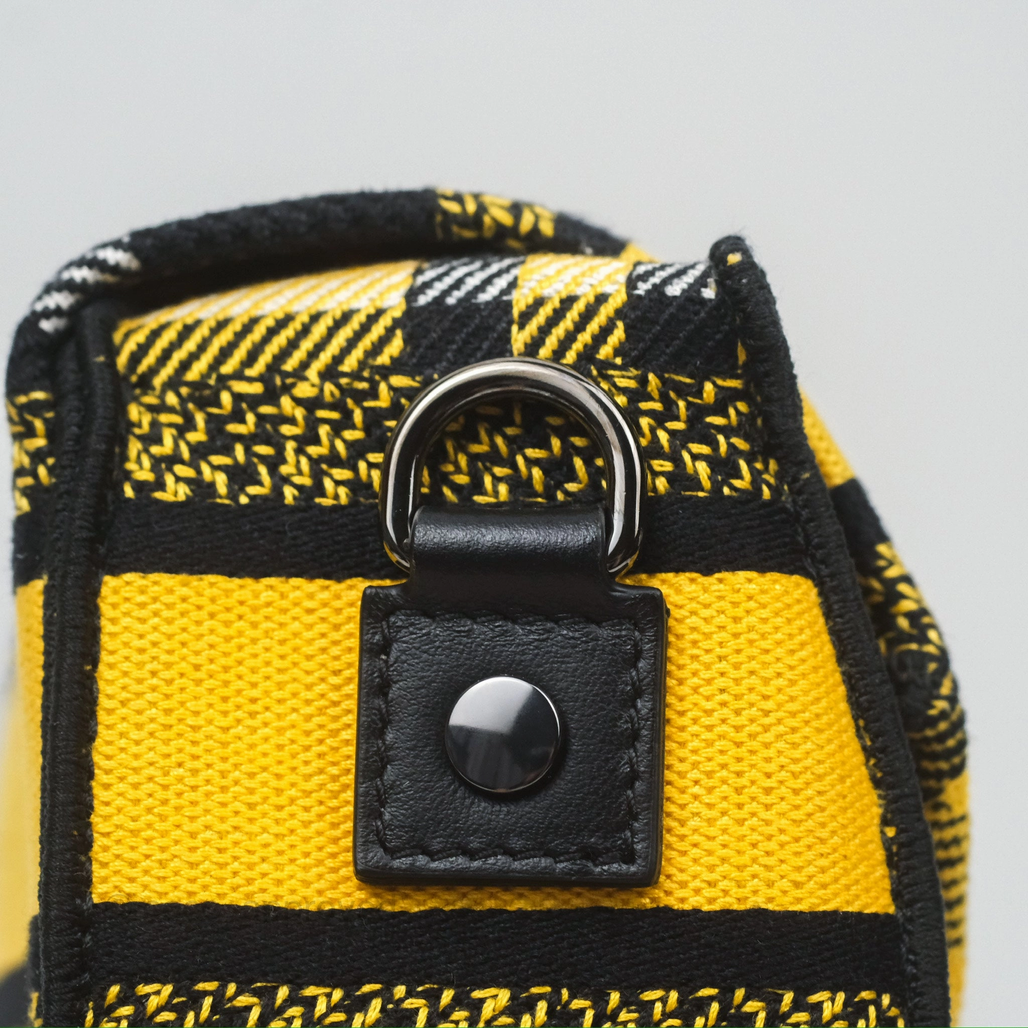 Christian Dior Small Diorcamp Bag Yellow Black Checkered Embroidery