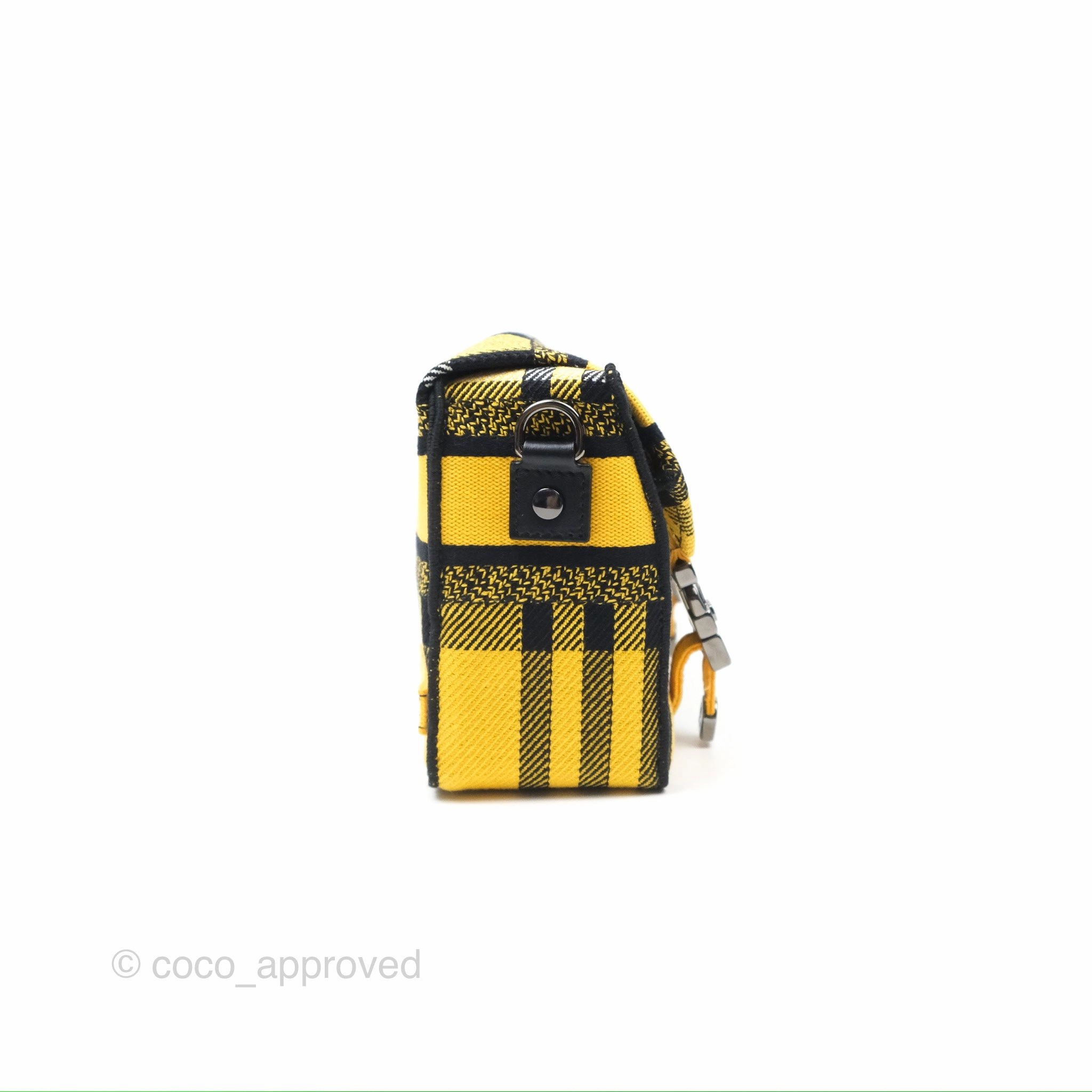 Christian Dior Small Diorcamp Bag Yellow Black Checkered Embroidery