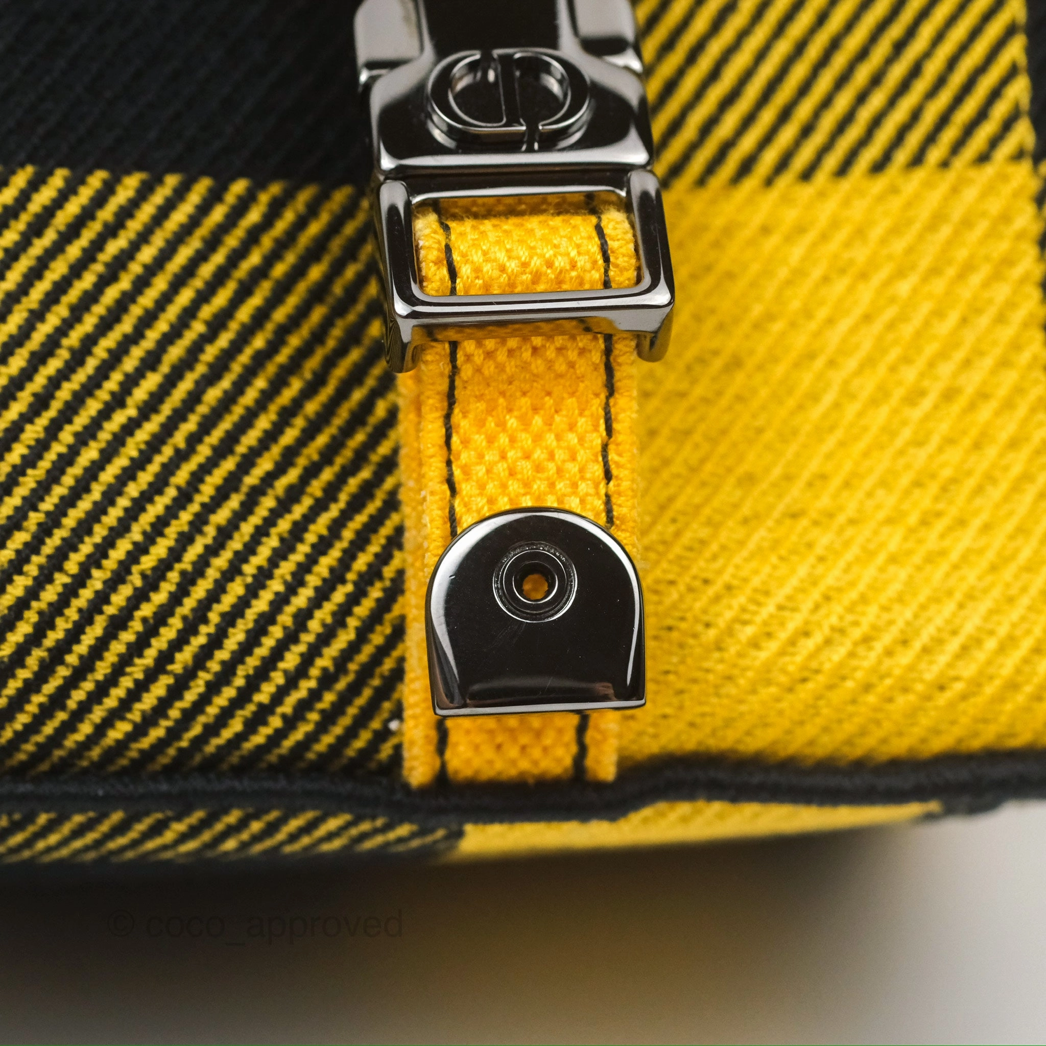 Christian Dior Small Diorcamp Bag Yellow Black Checkered Embroidery