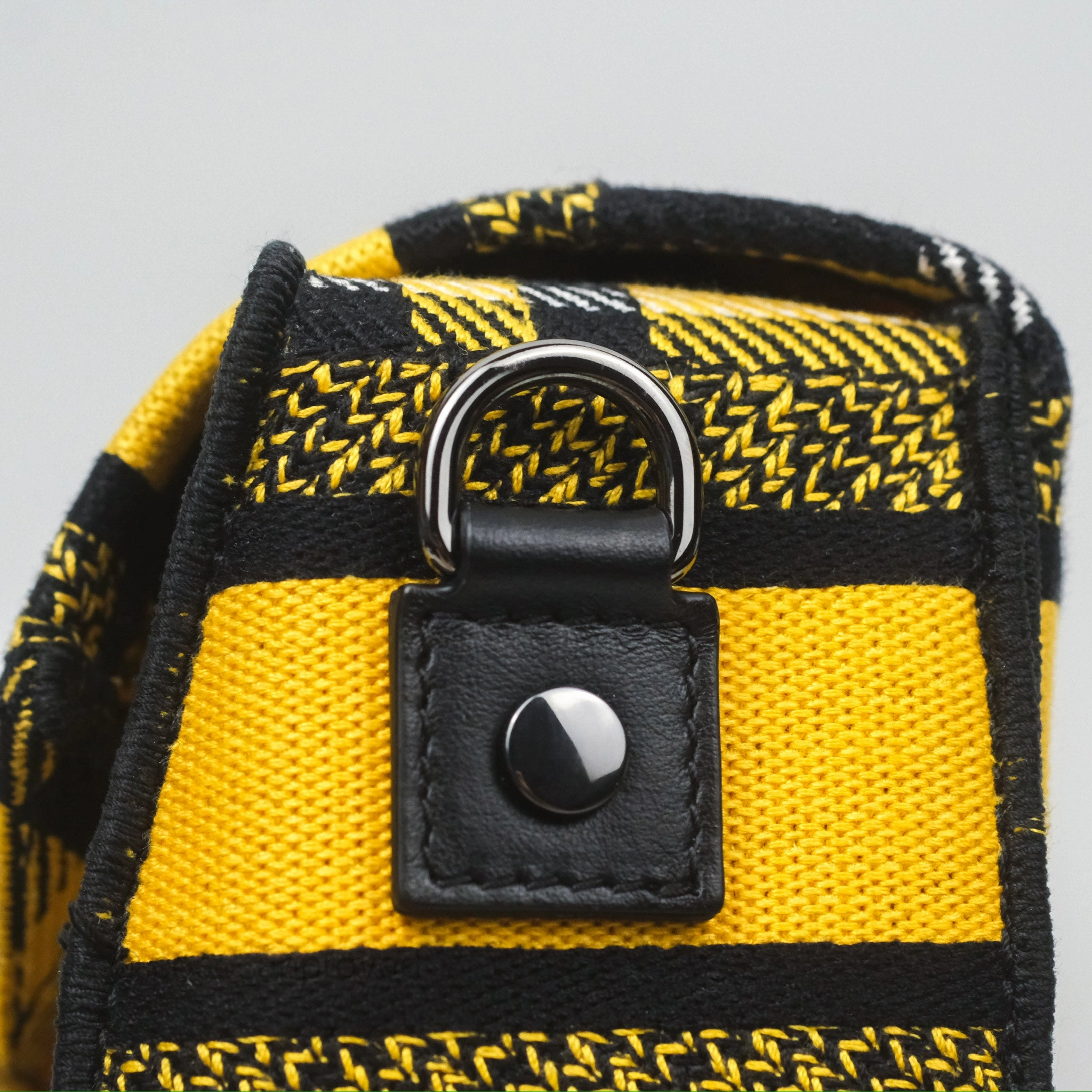 Christian Dior Small Diorcamp Bag Yellow Black Checkered Embroidery