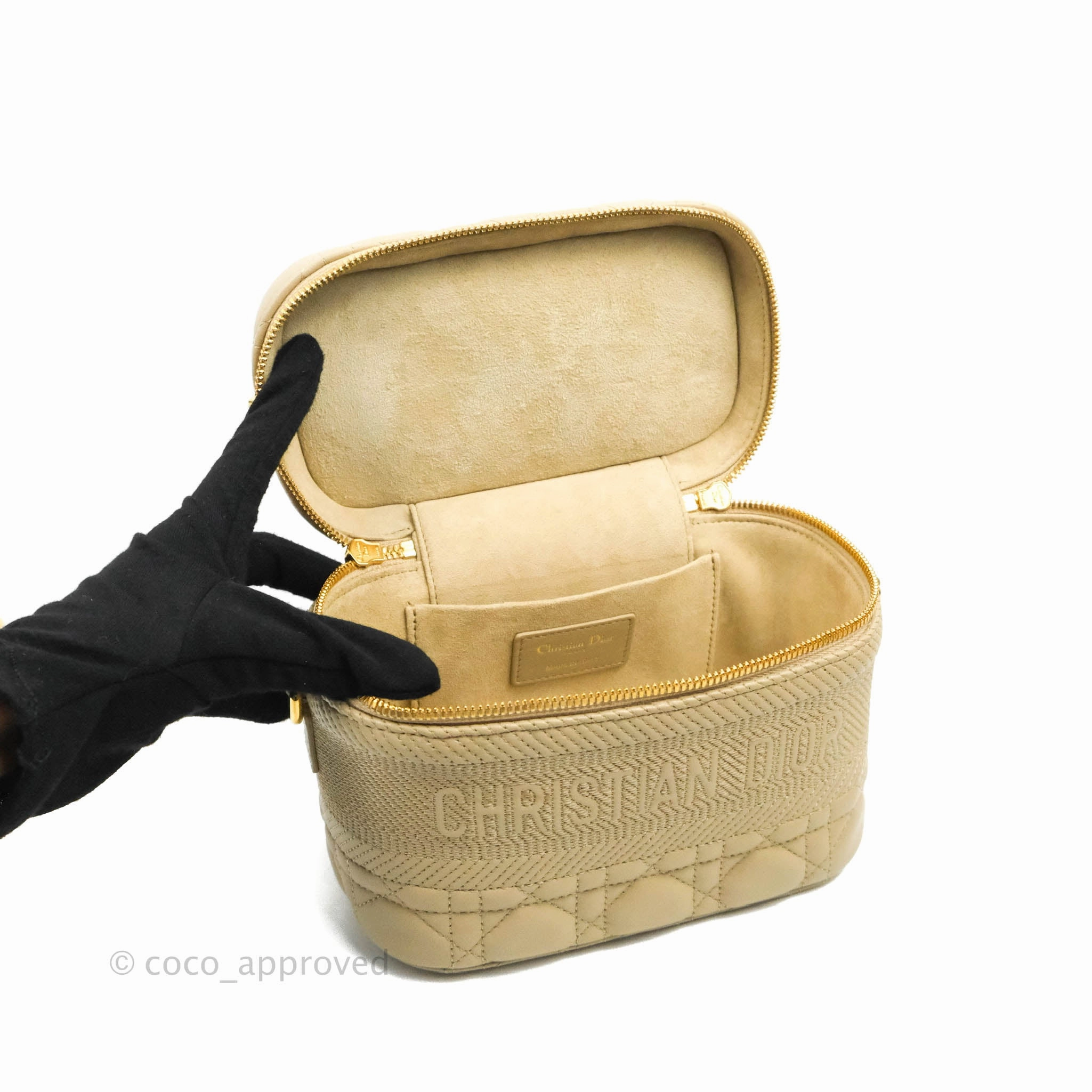 Christian Dior Small Diortravel Vanity Case Beige Lambskin Cannage