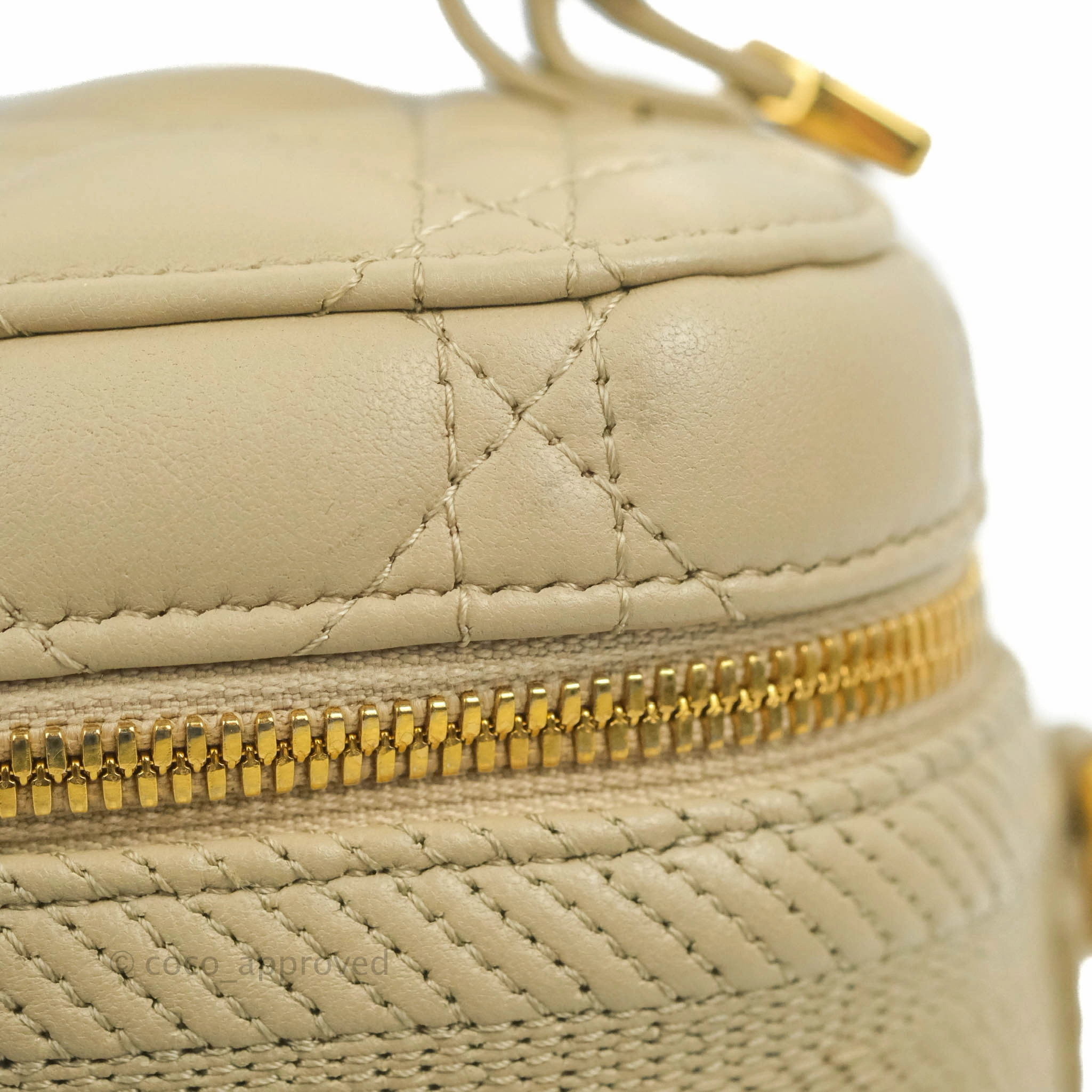 Christian Dior Small Diortravel Vanity Case Beige Lambskin Cannage