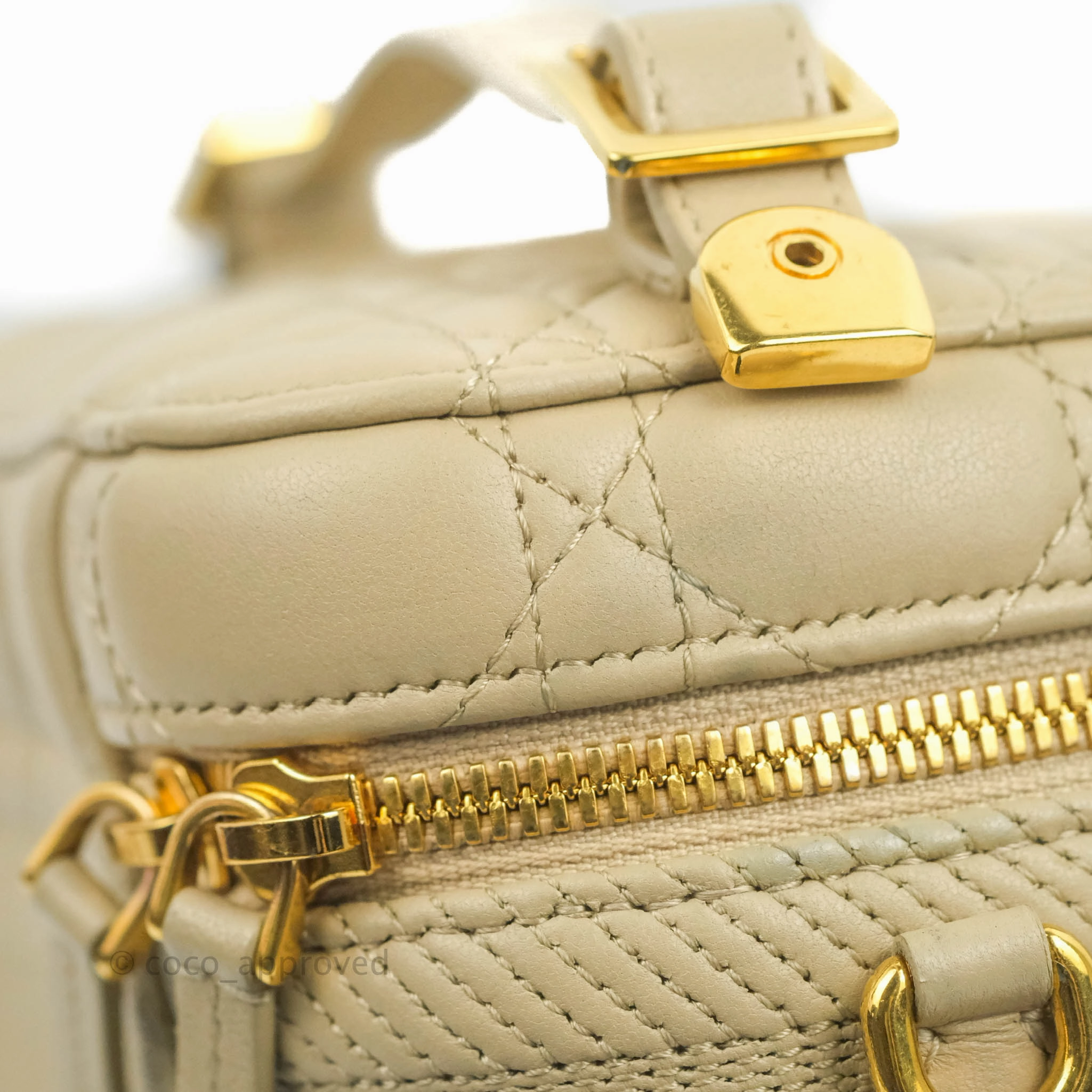 Christian Dior Small Diortravel Vanity Case Beige Lambskin Cannage