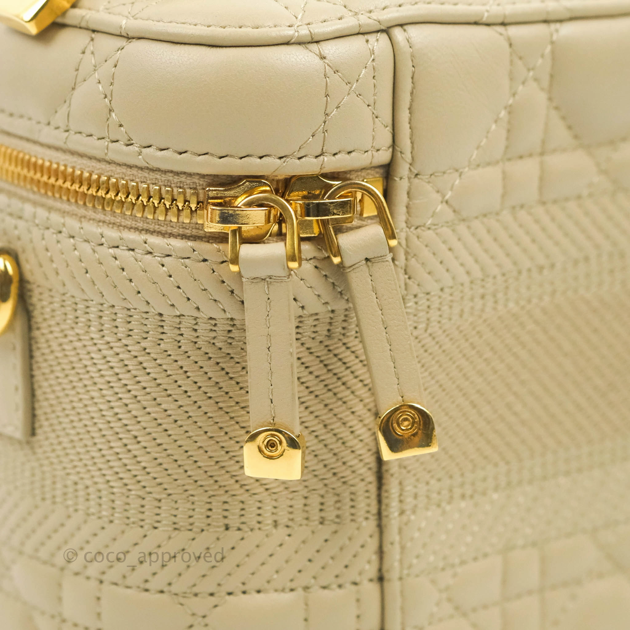 Christian Dior Small Diortravel Vanity Case Beige Lambskin Cannage