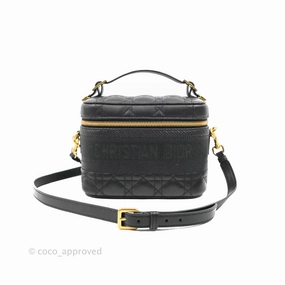 Christian Dior Small Diortravel Vanity Case Black Lambskin Cannage