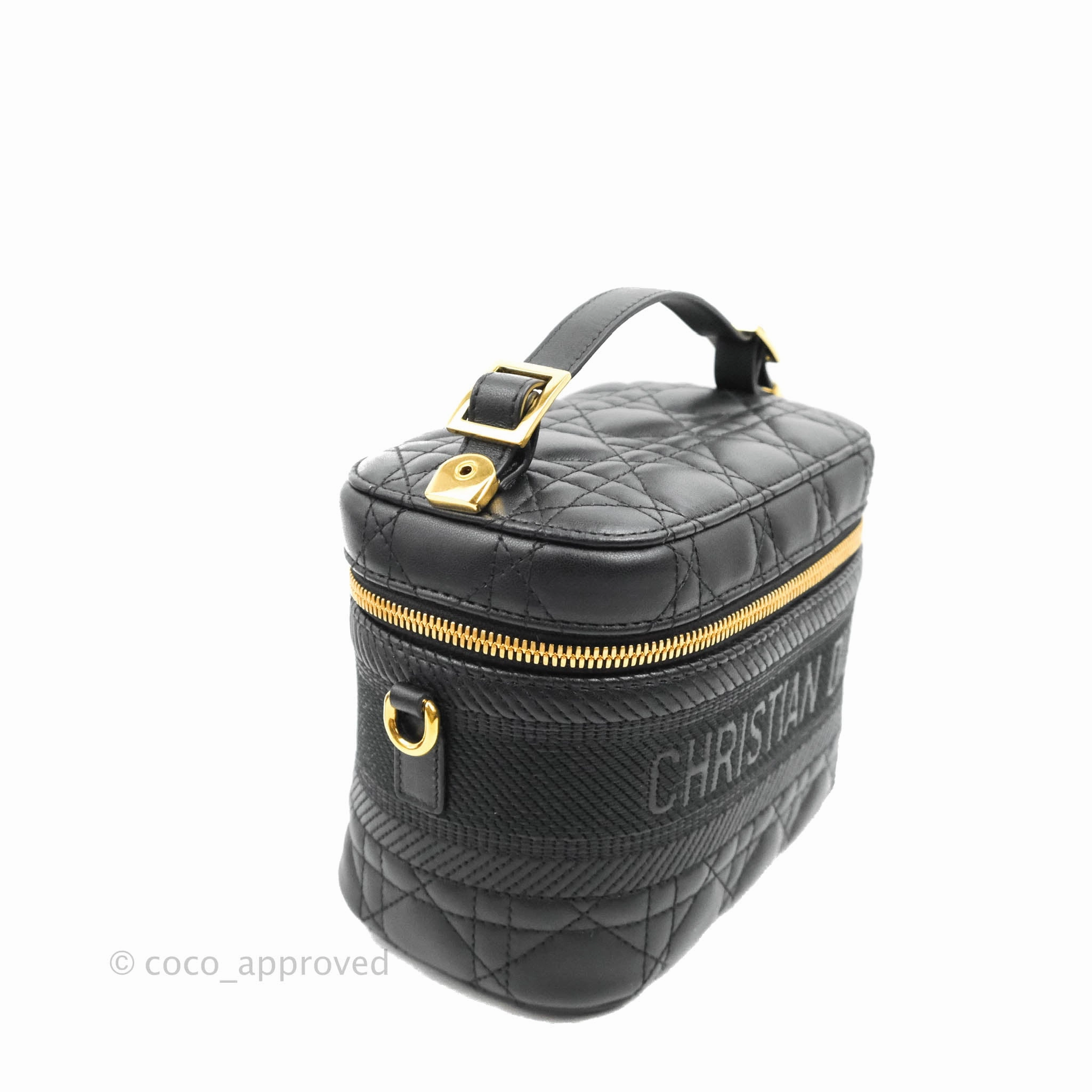 Christian Dior Small Diortravel Vanity Case Black Lambskin Cannage