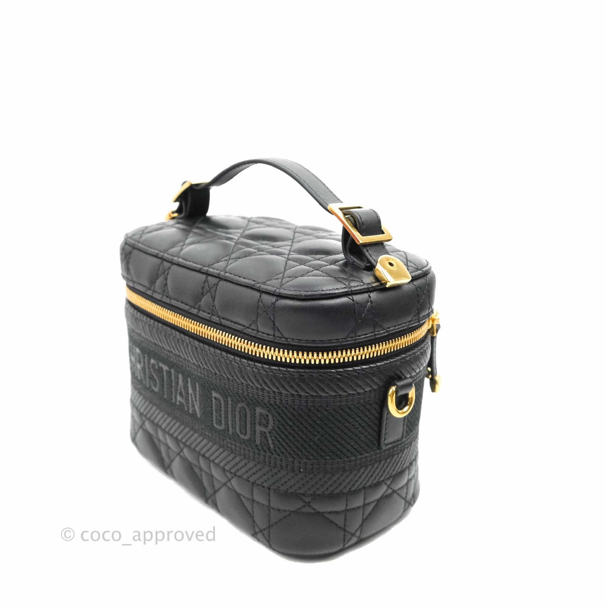 Christian Dior Small Diortravel Vanity Case Black Lambskin Cannage