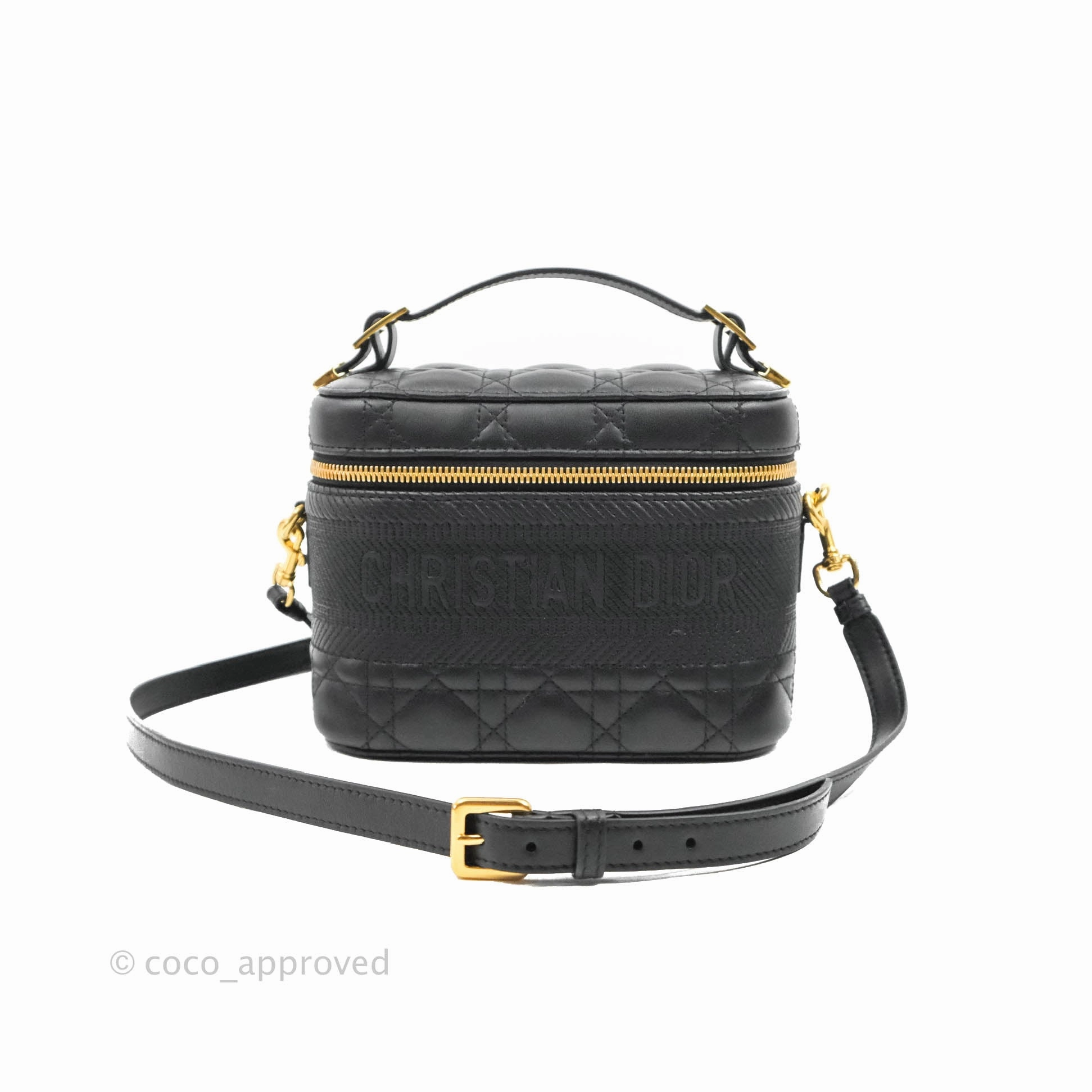 Christian Dior Small Diortravel Vanity Case Black Lambskin Cannage
