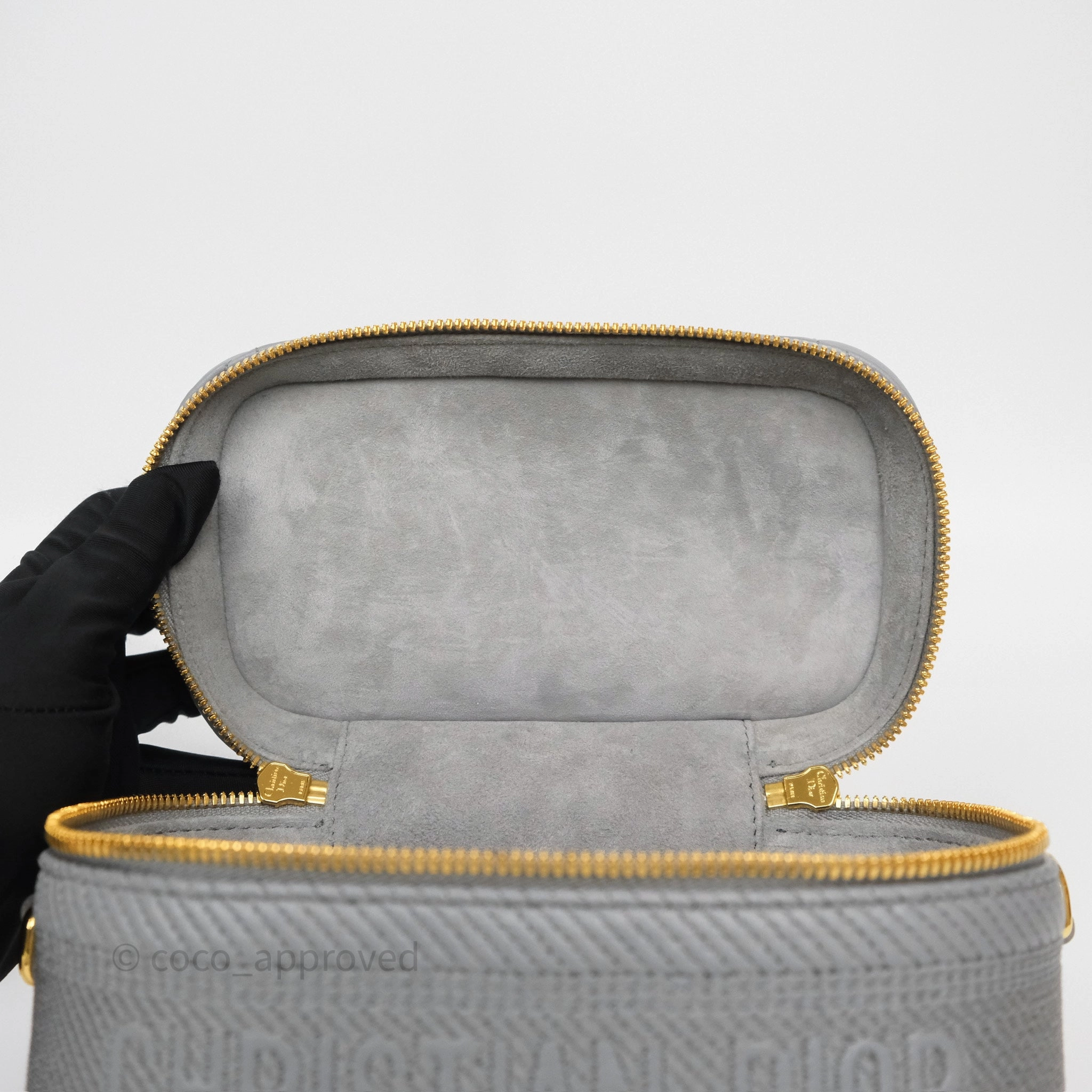 Christian Dior Small Diortravel Vanity Case Grey Lambskin Cannage