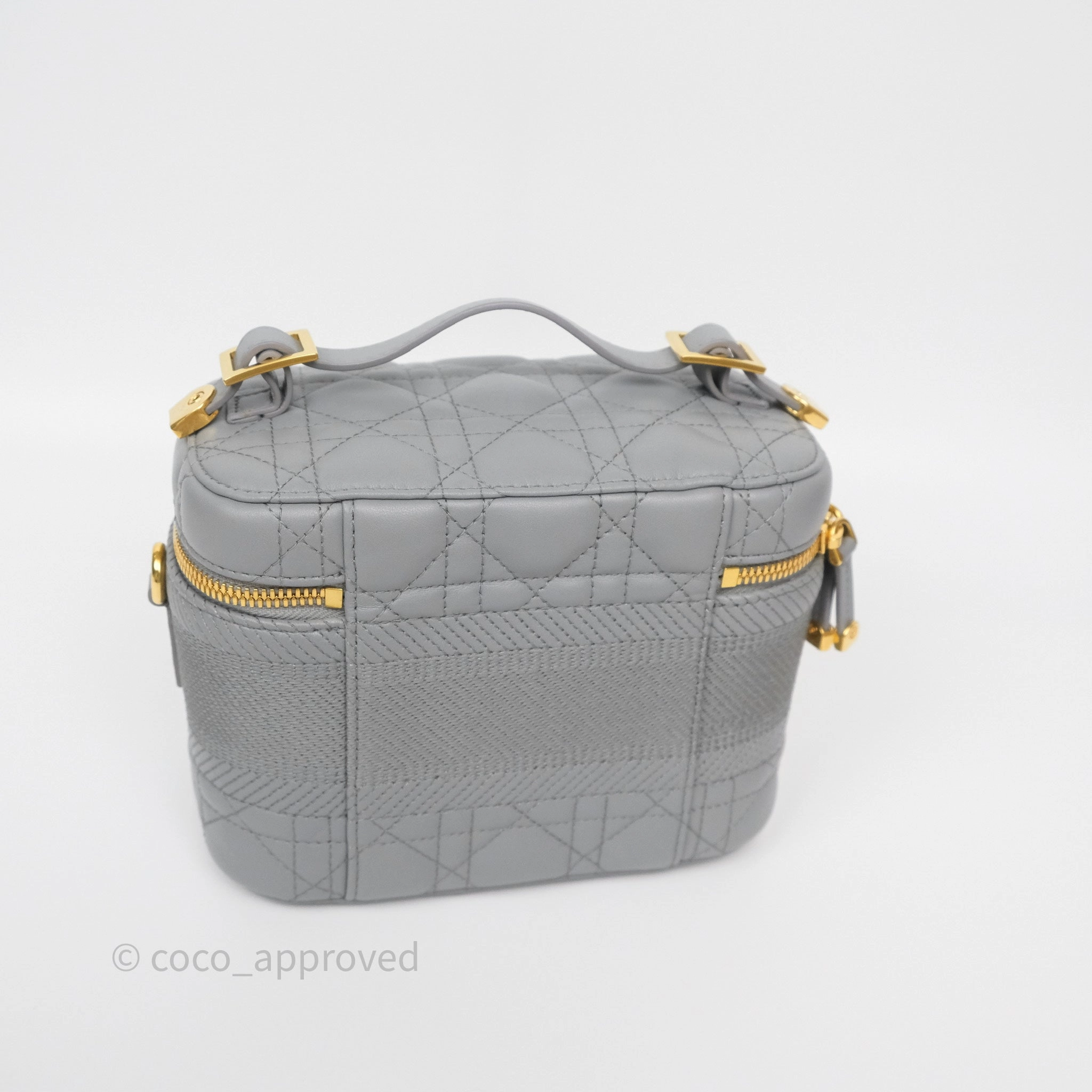 Christian Dior Small Diortravel Vanity Case Grey Lambskin Cannage