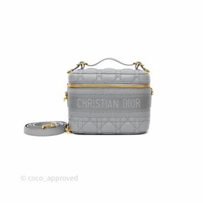 Christian Dior Small Diortravel Vanity Case Grey Lambskin Cannage