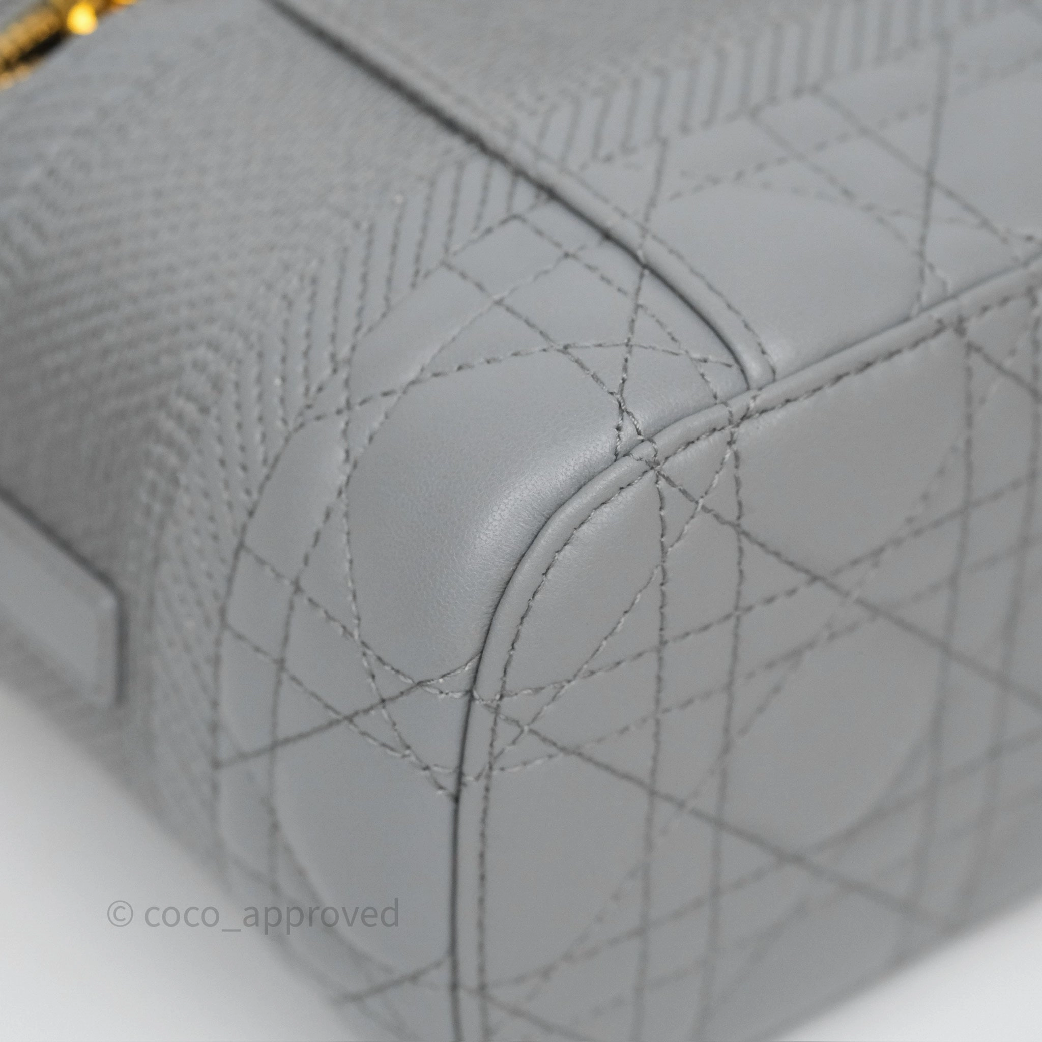 Christian Dior Small Diortravel Vanity Case Grey Lambskin Cannage