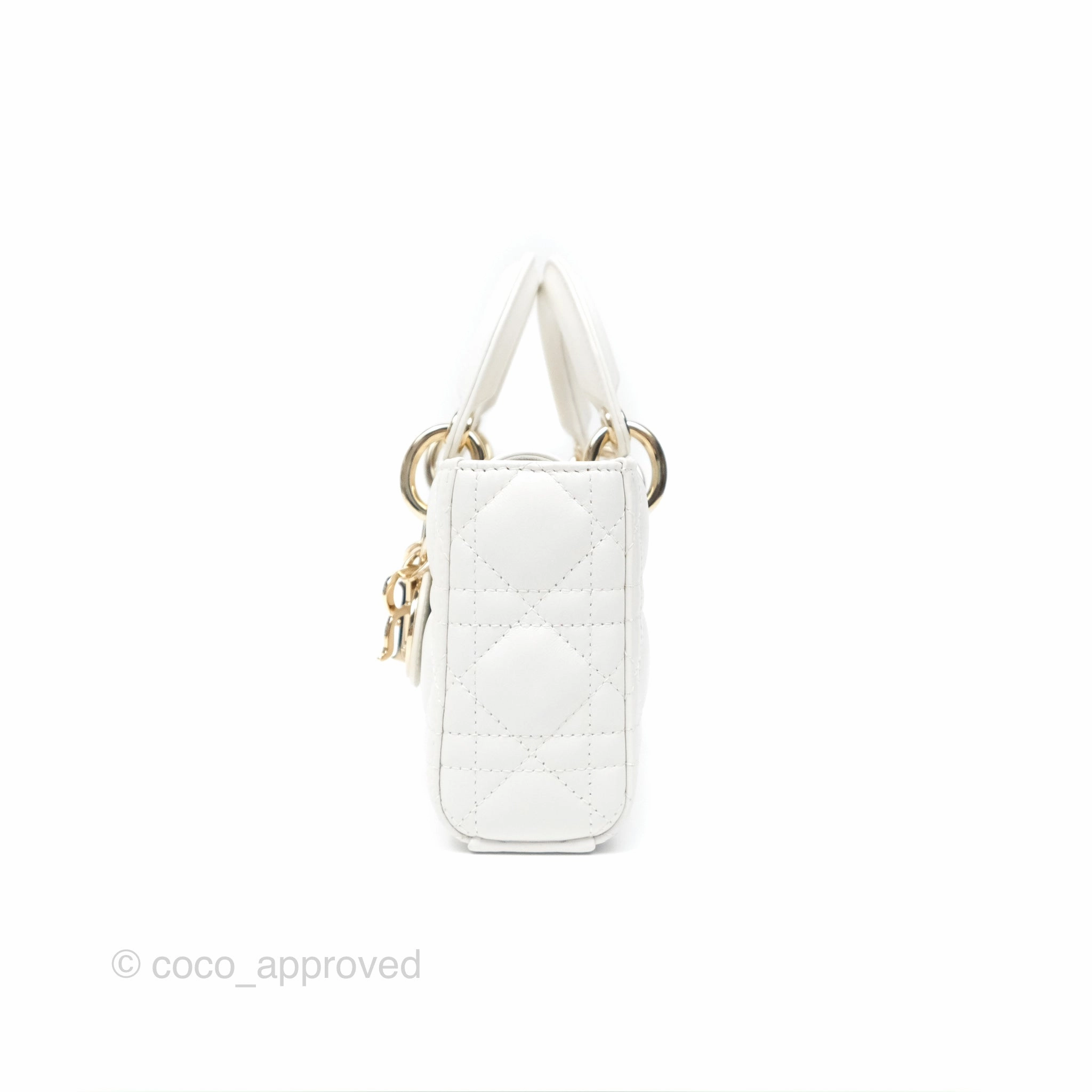Christian Dior Small Lady D-Joy Bag Latte Lambskin Cannage Gold Hardware