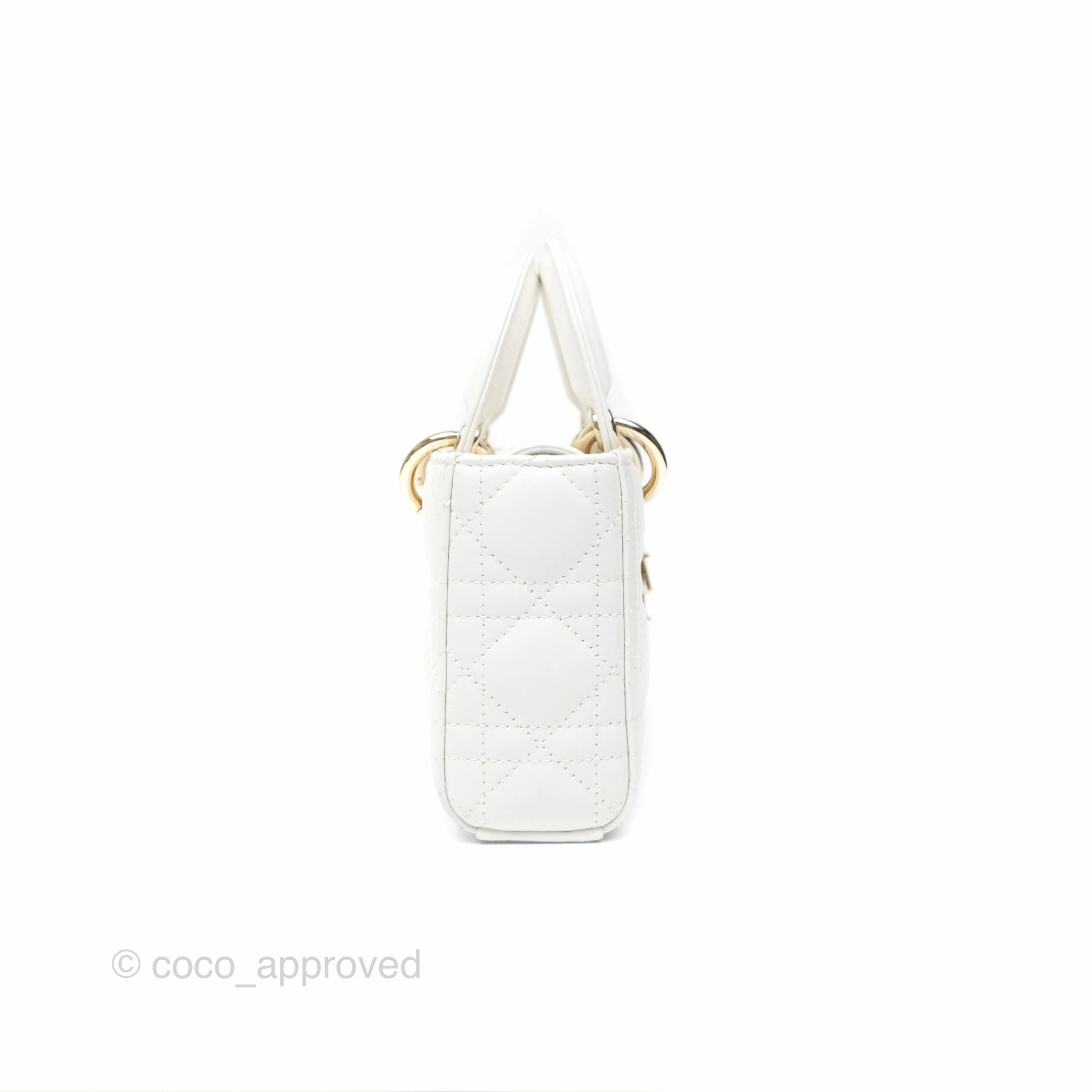 Christian Dior Small Lady D-Joy Bag Latte Lambskin Cannage Gold Hardware