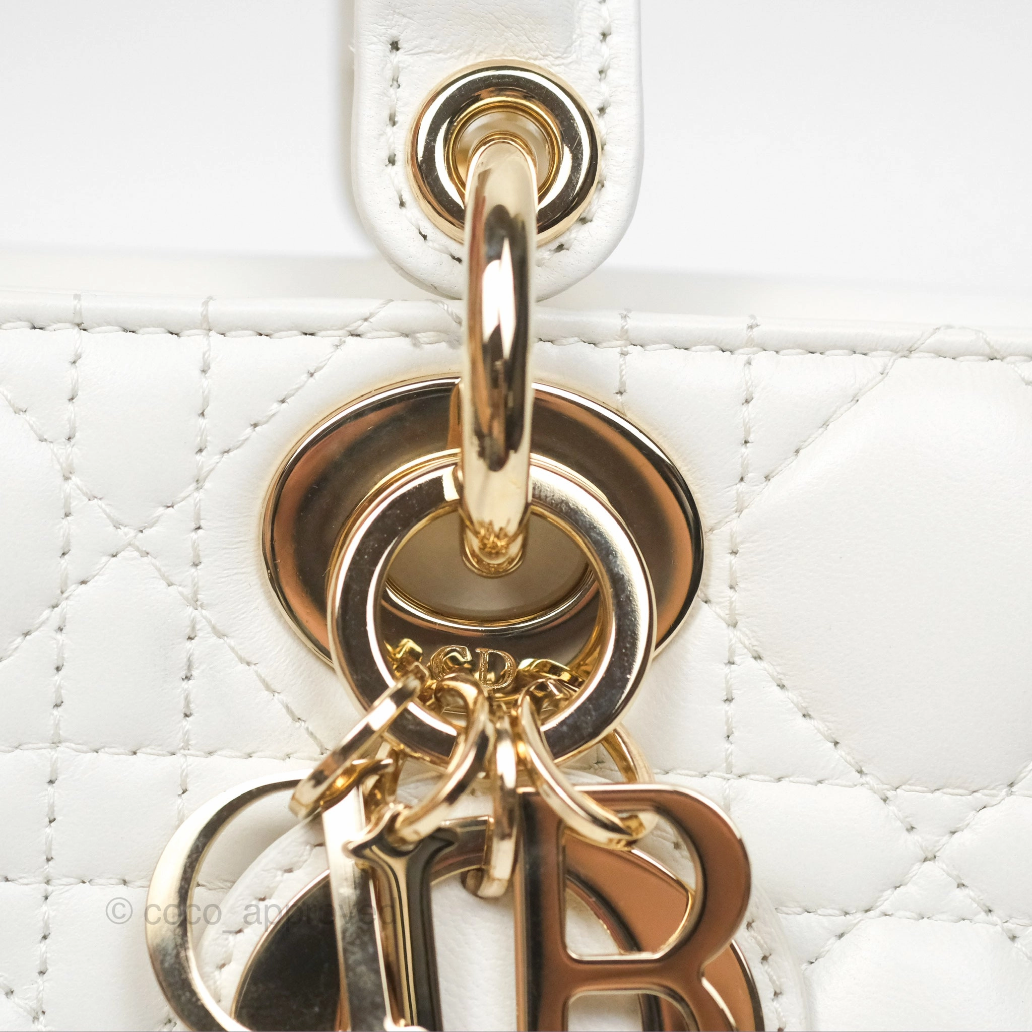 Christian Dior Small Lady D-Joy Bag Latte Lambskin Cannage Gold Hardware