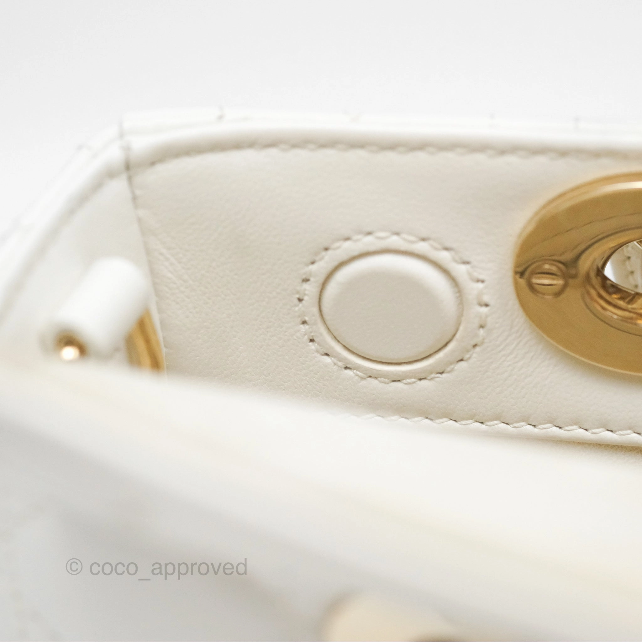 Christian Dior Small Lady D-Joy Bag Latte Lambskin Cannage Gold Hardware