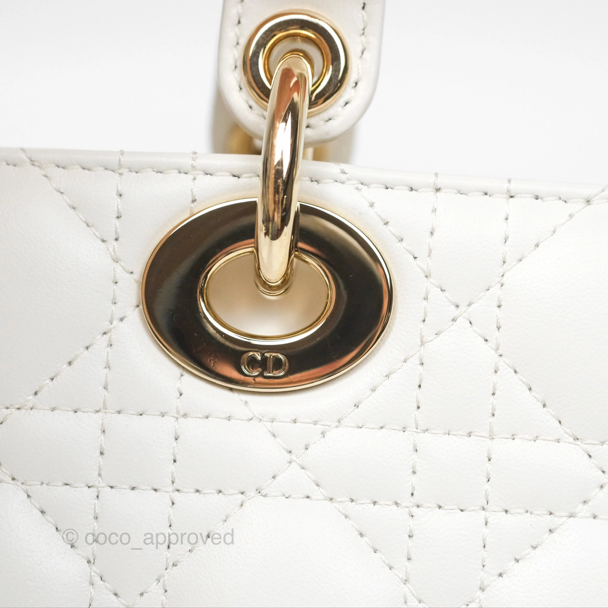 Christian Dior Small Lady D-Joy Bag Latte Lambskin Cannage Gold Hardware