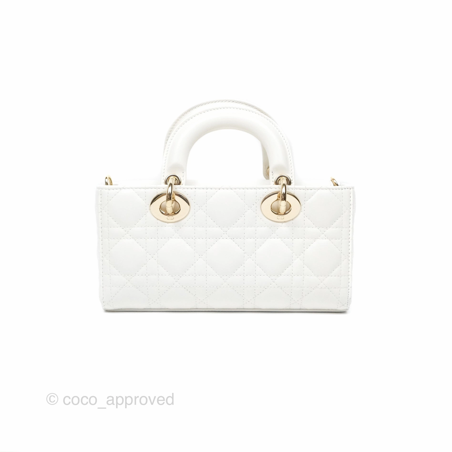 Christian Dior Small Lady D-Joy Bag Latte Lambskin Cannage Gold Hardware