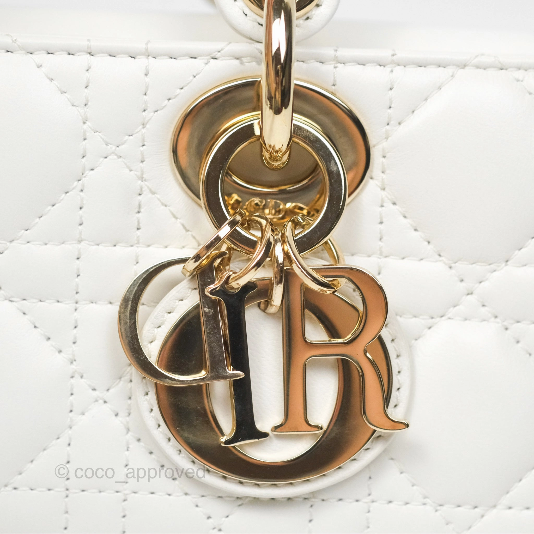 Christian Dior Small Lady D-Joy Bag Latte Lambskin Cannage Gold Hardware