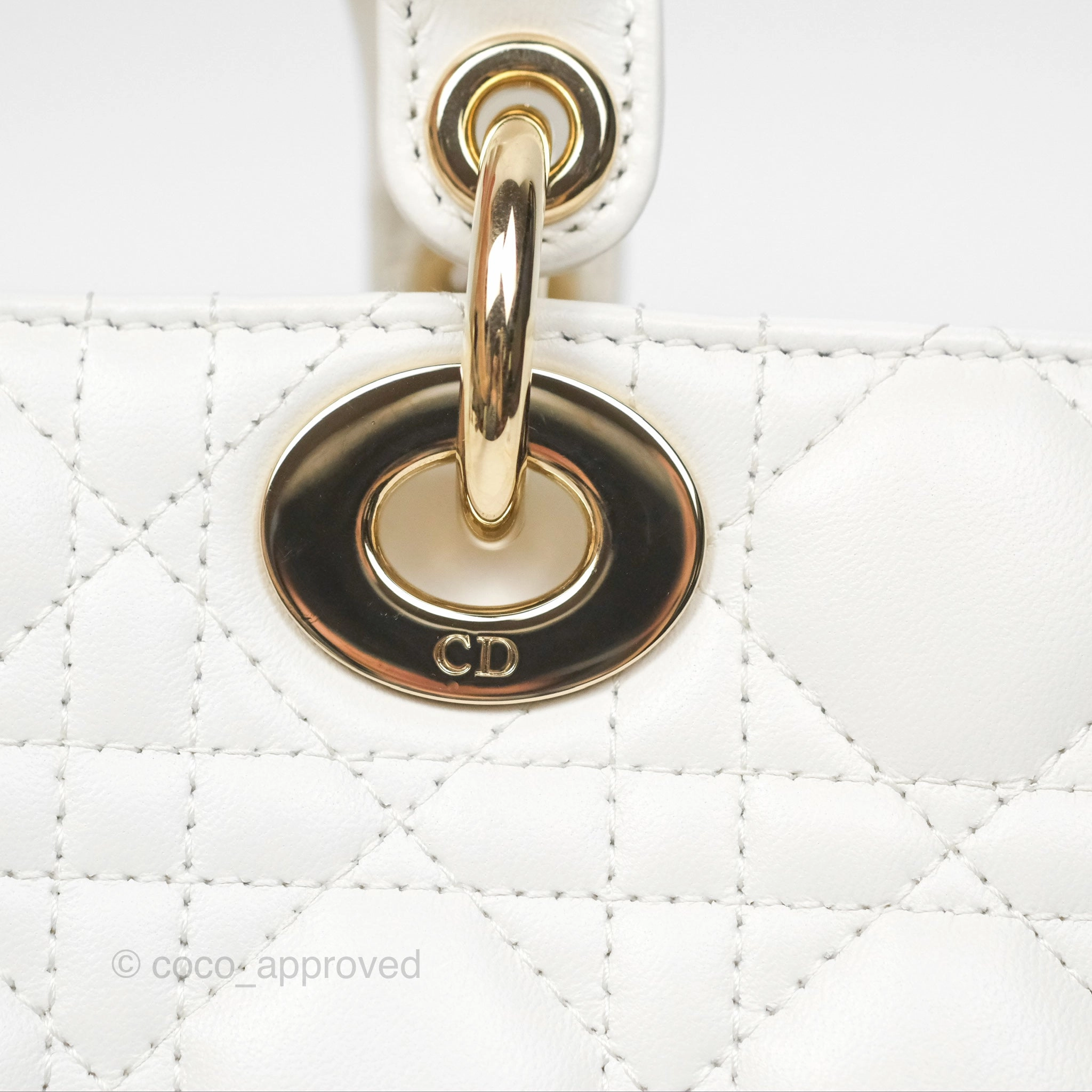Christian Dior Small Lady D-Joy Bag Latte Lambskin Cannage Gold Hardware
