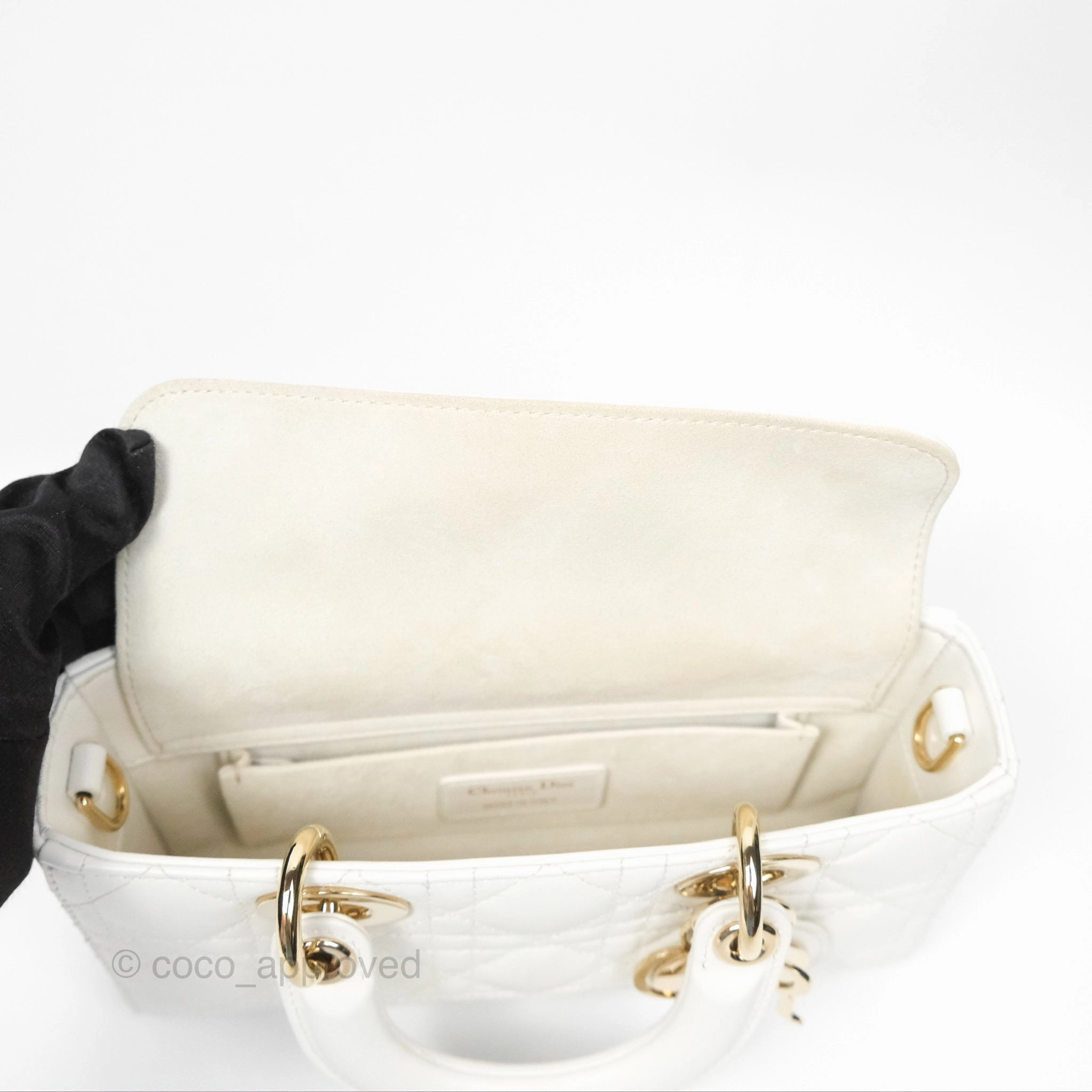 Christian Dior Small Lady D-Joy Bag Latte Lambskin Cannage Gold Hardware