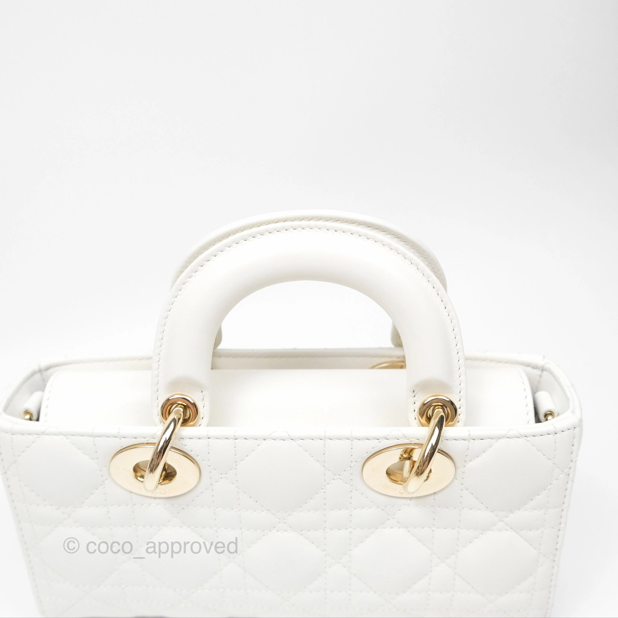 Christian Dior Small Lady D-Joy Bag Latte Lambskin Cannage Gold Hardware
