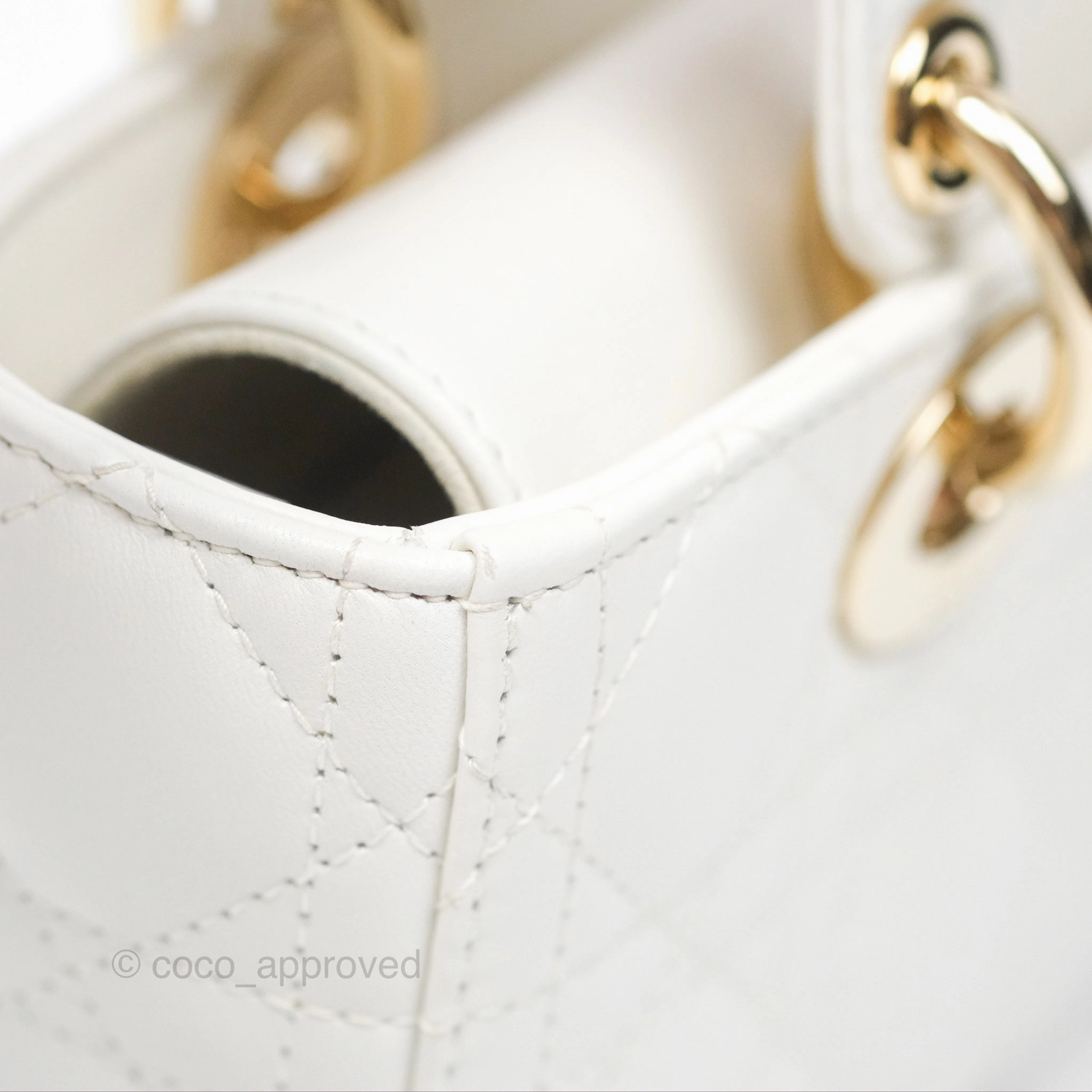 Christian Dior Small Lady D-Joy Bag Latte Lambskin Cannage Gold Hardware