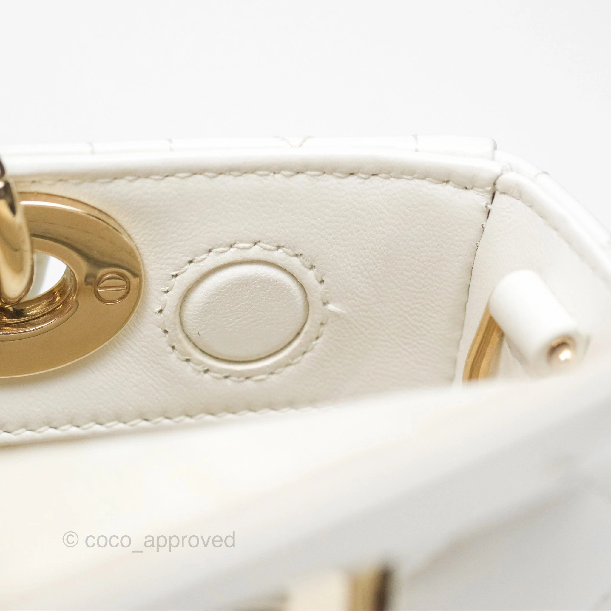 Christian Dior Small Lady D-Joy Bag Latte Lambskin Cannage Gold Hardware
