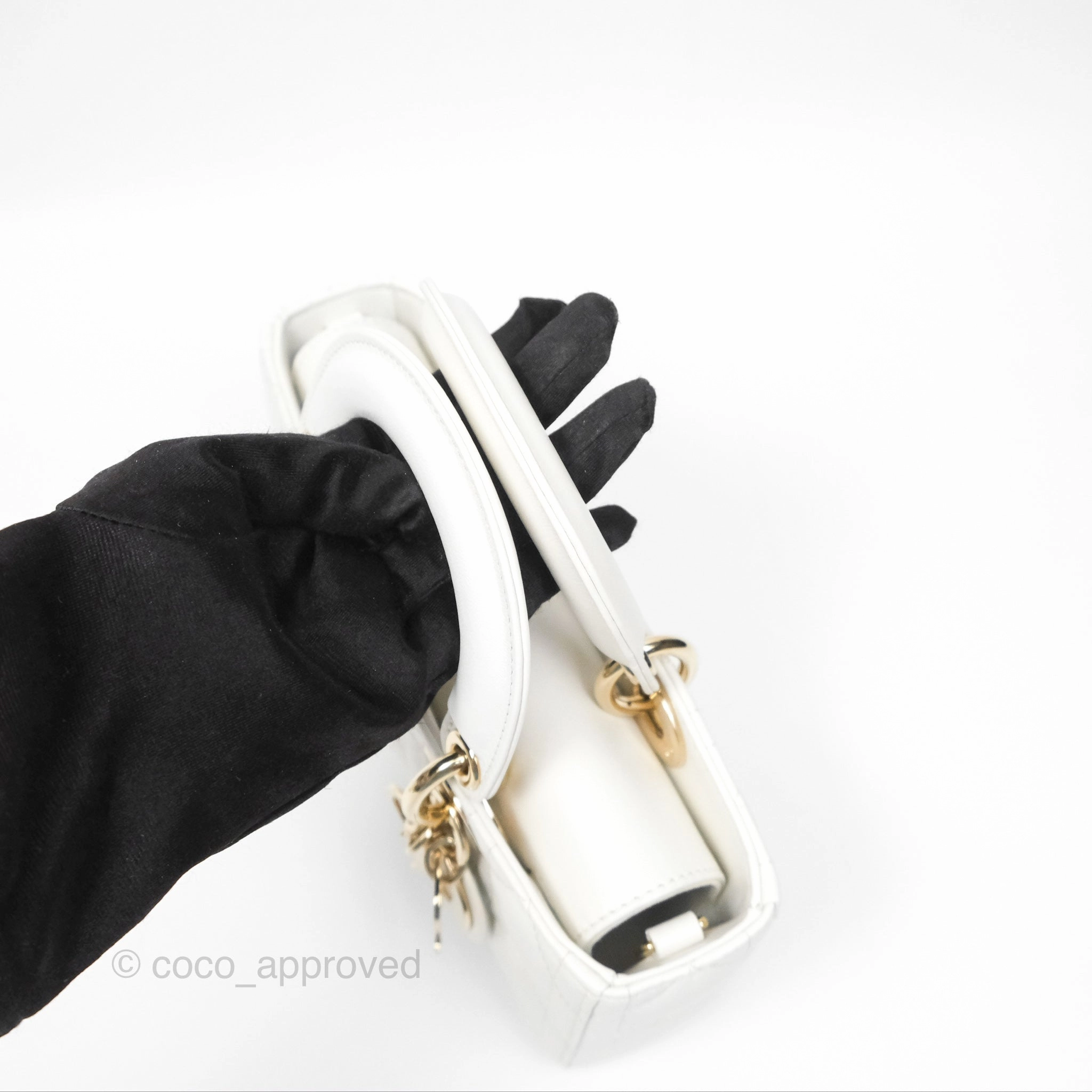 Christian Dior Small Lady D-Joy Bag Latte Lambskin Cannage Gold Hardware