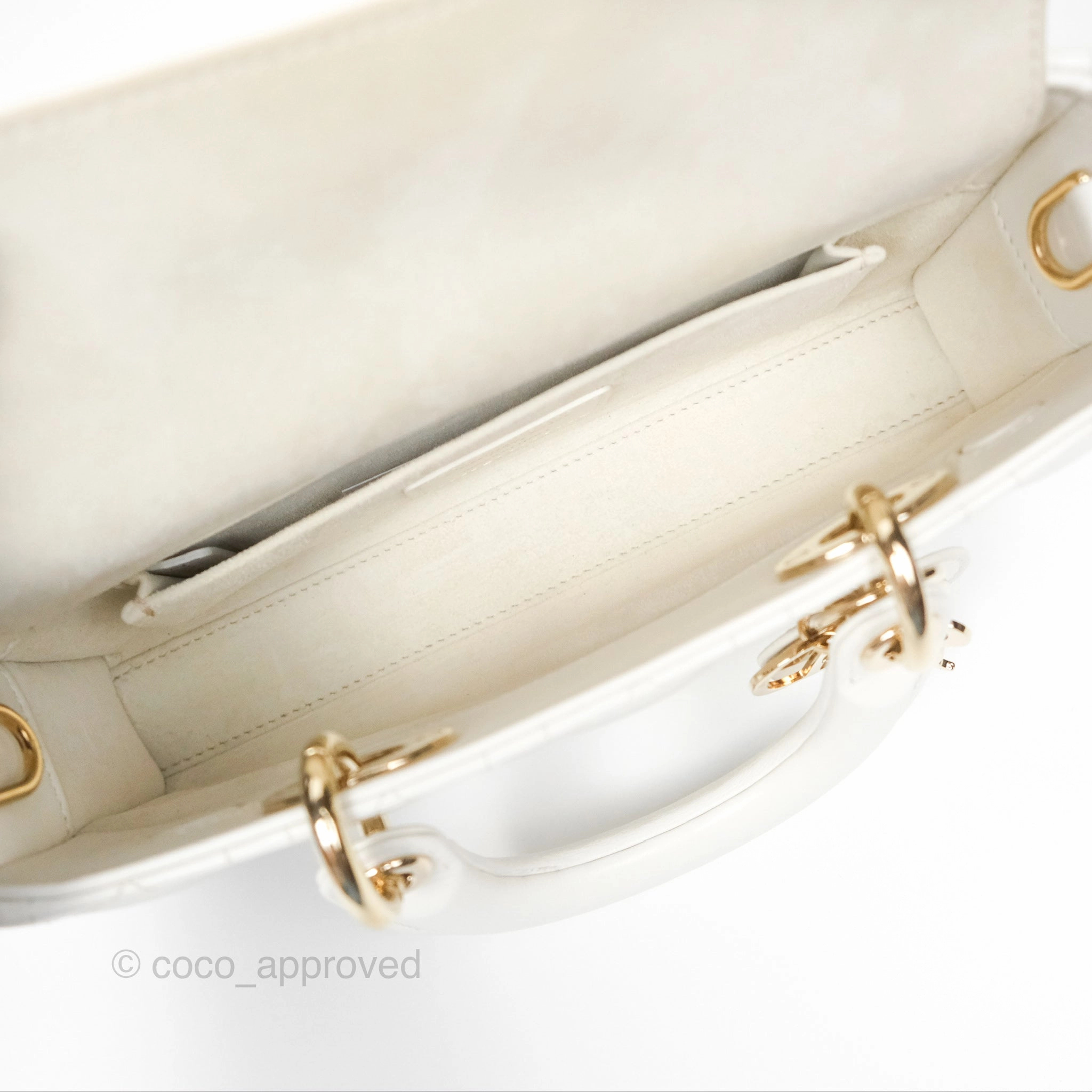 Christian Dior Small Lady D-Joy Bag Latte Lambskin Cannage Gold Hardware