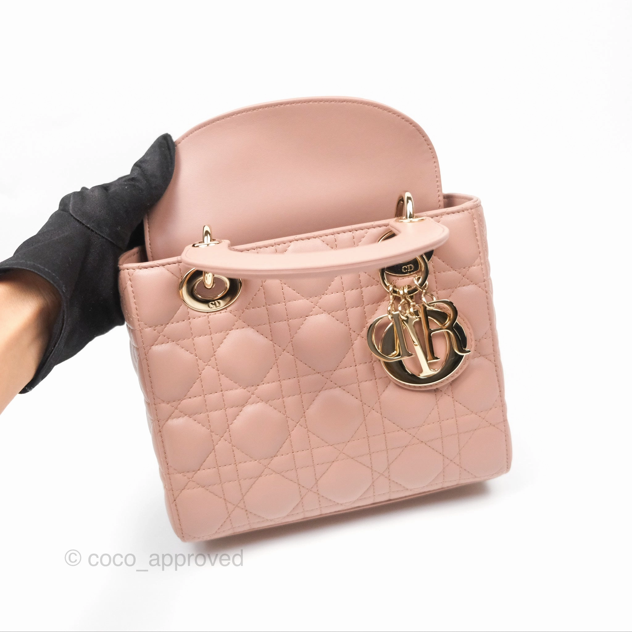 Christian Dior Small Lady Dior My ABCDior Blush Cannage Lambskin Gold Hardware