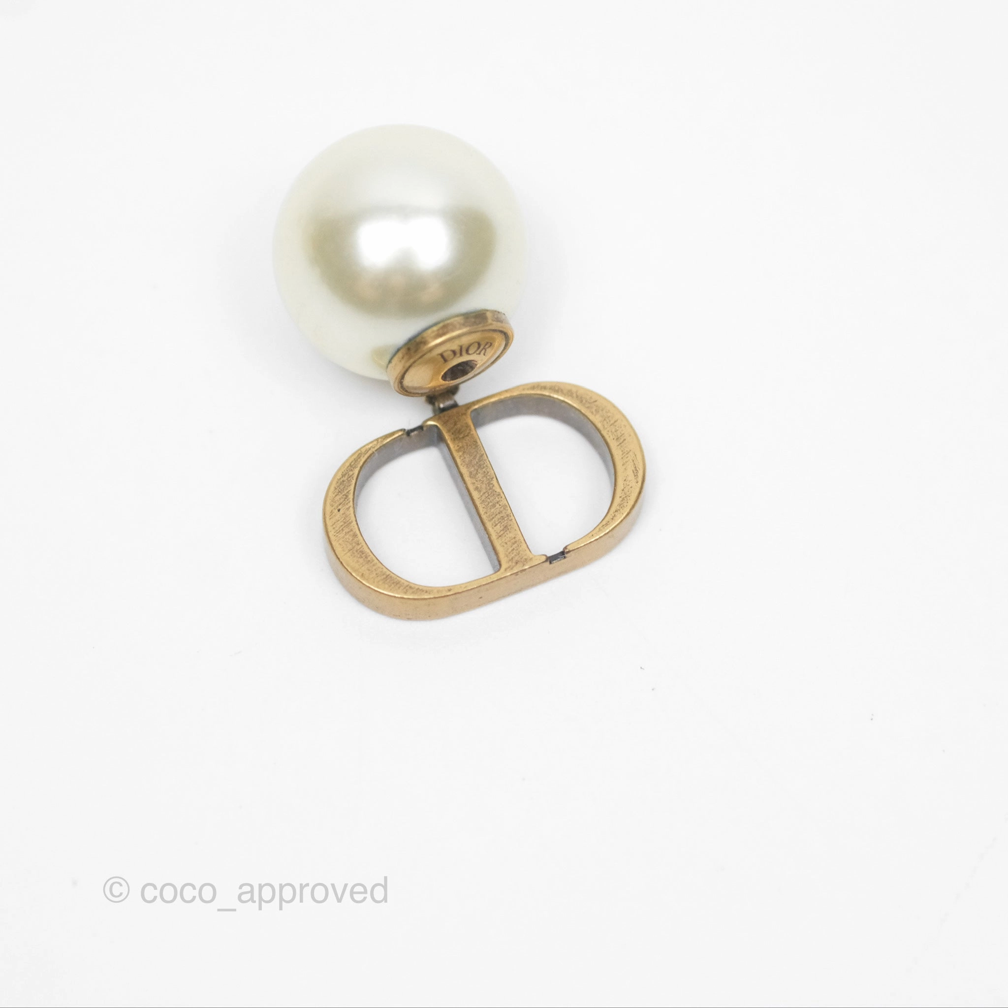 Christian Dior Tribales Pearl CD Earrings Gold Tone