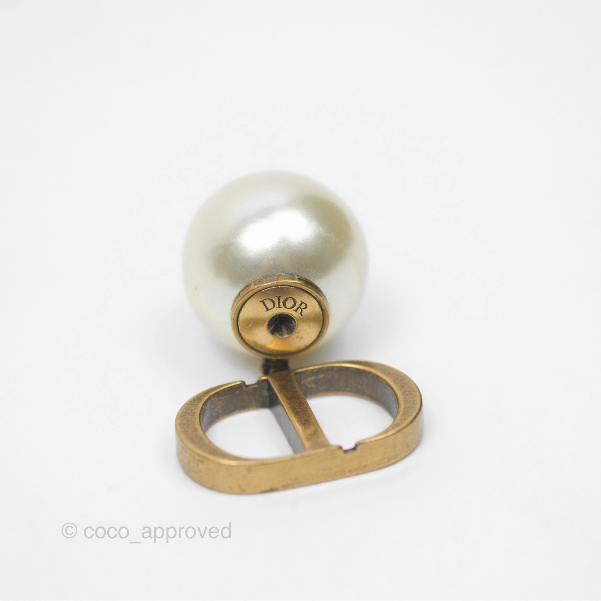 Christian Dior Tribales Pearl CD Earrings Gold Tone